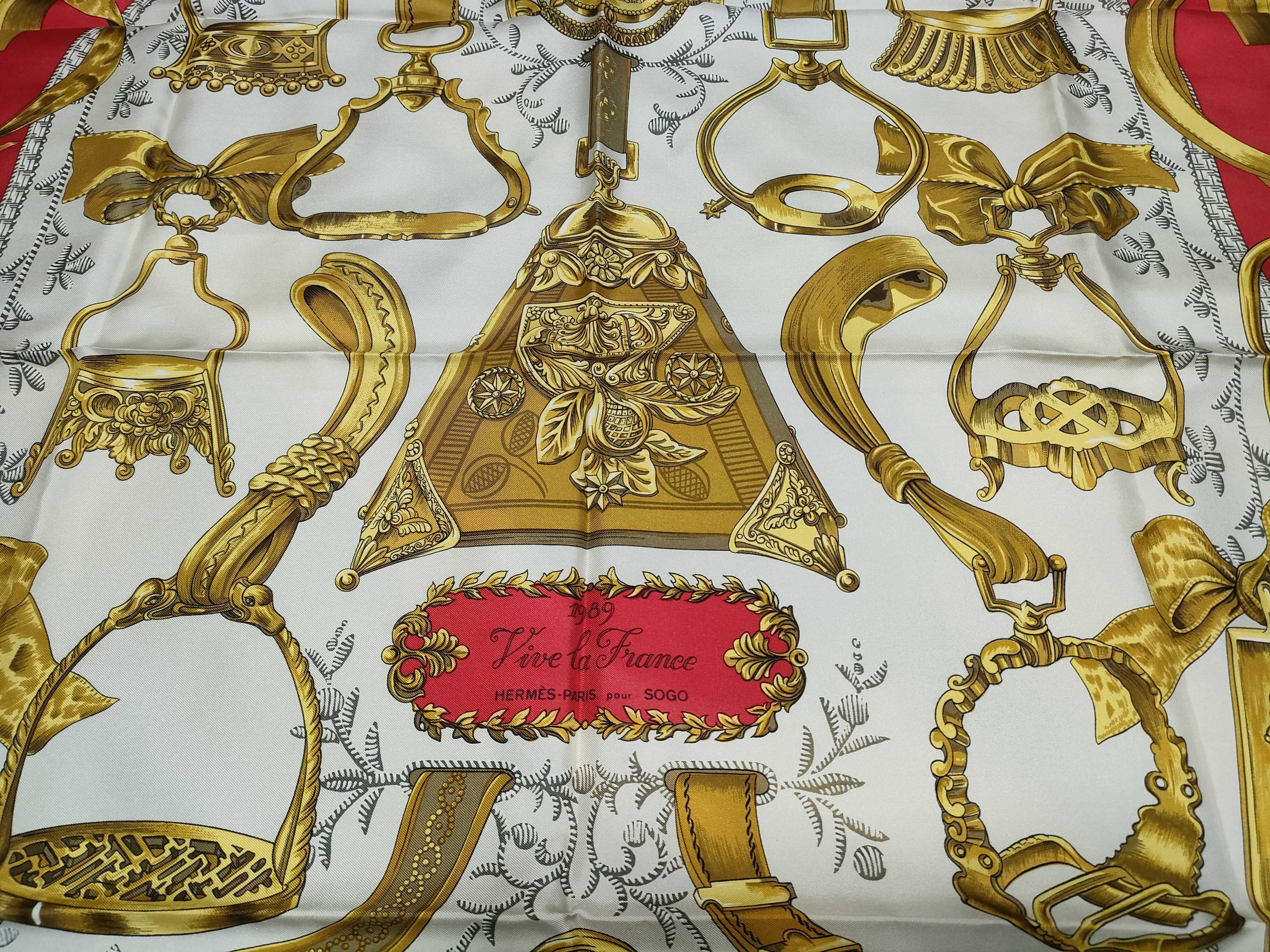 Hermes Vive la France Etriers Silk Scarf by Francoise de la Perriere