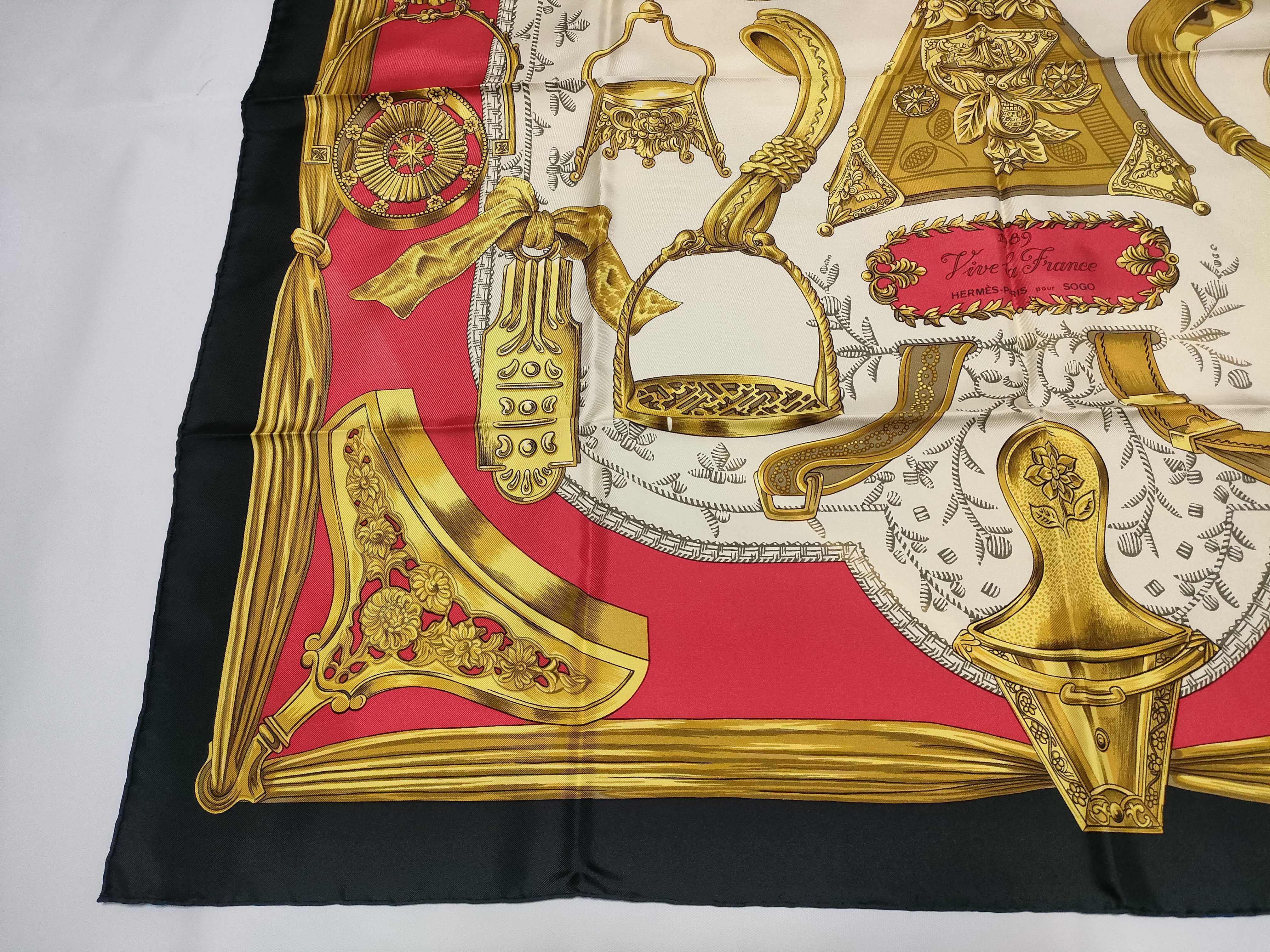 Hermes Vive la France Etriers Silk Scarf by Francoise de la Perriere