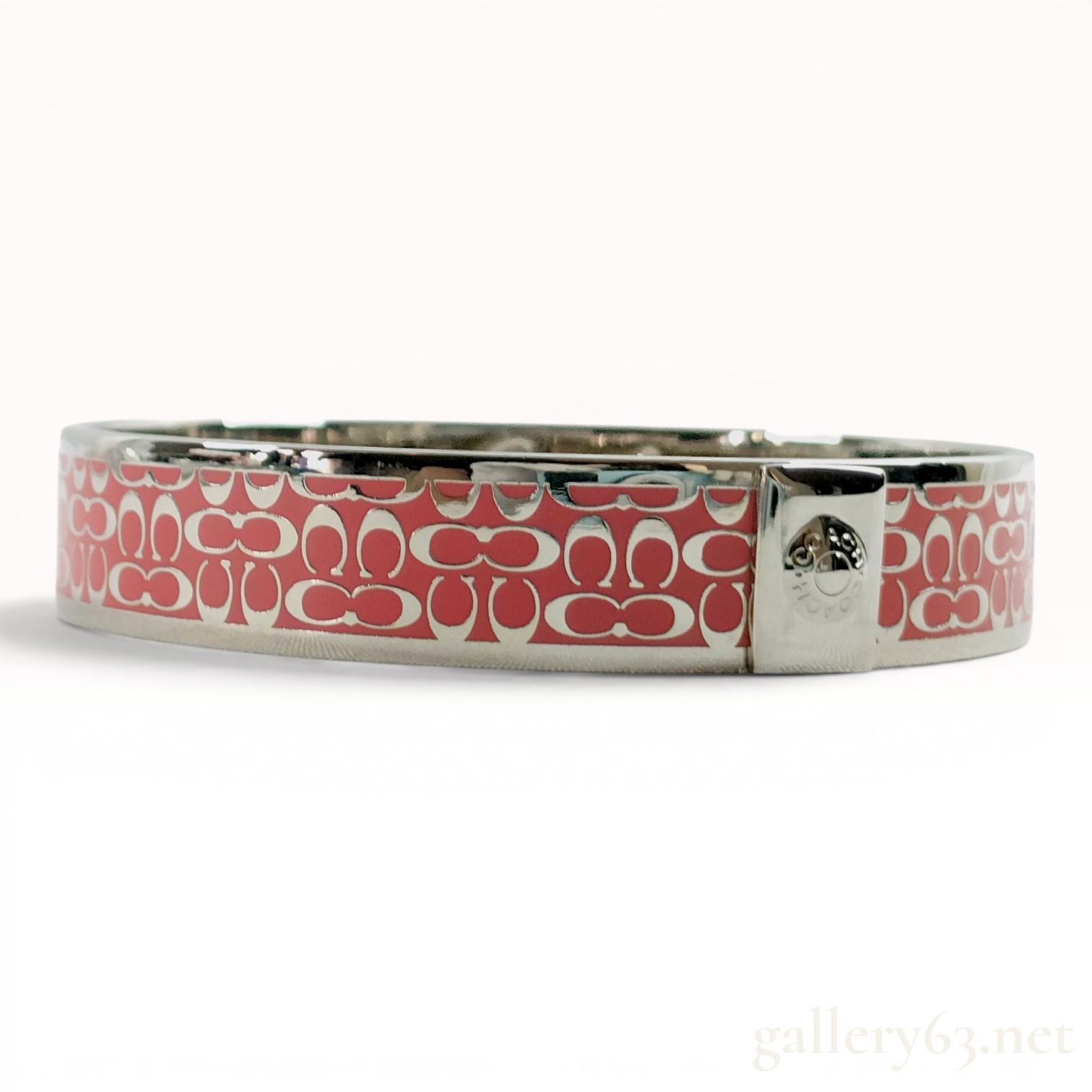 Coach Signature C Pink Enamel Hinge Bangle Bracelet