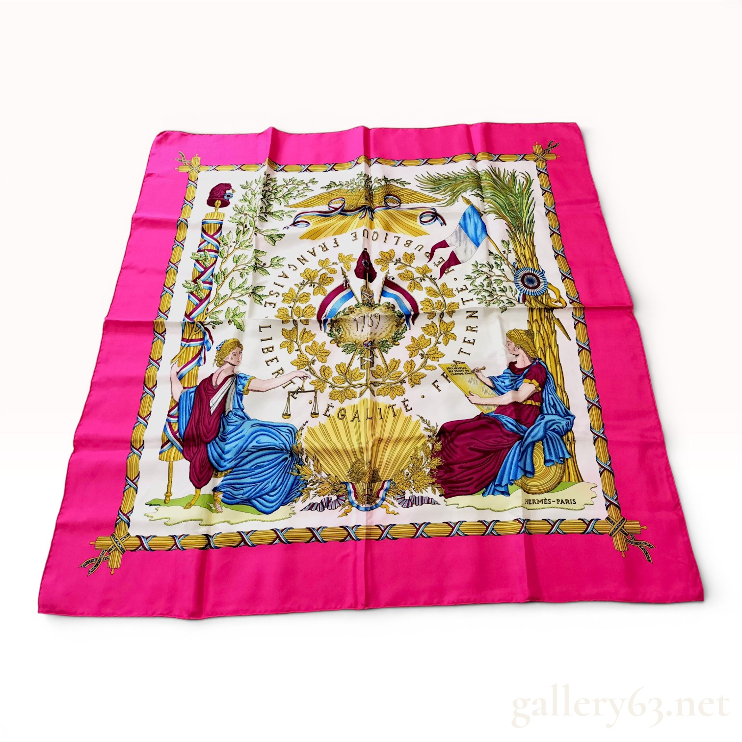 Hermes Republique Francaise 90 Carre Silk Scarf