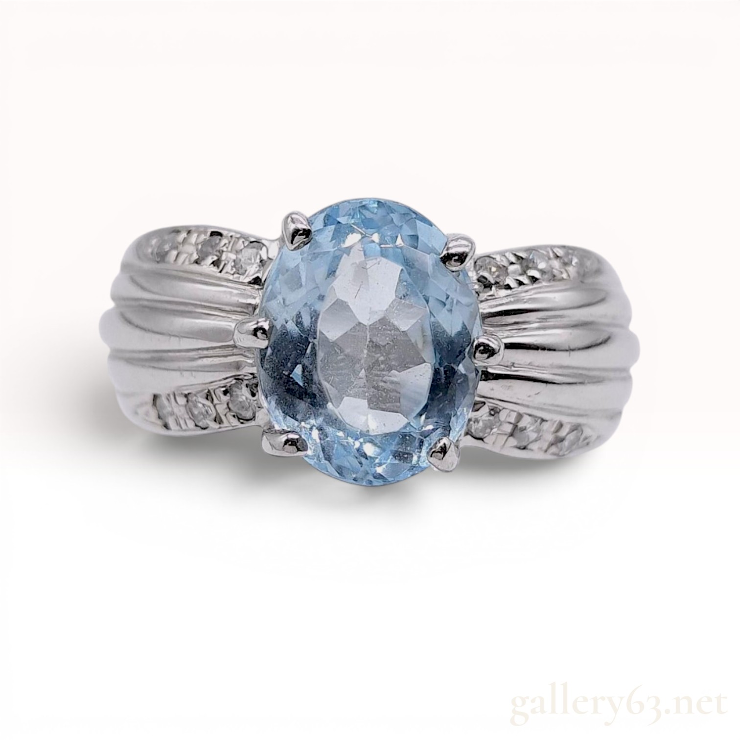 Platinum, Aquamarine, and Diamond Cocktail Ring
