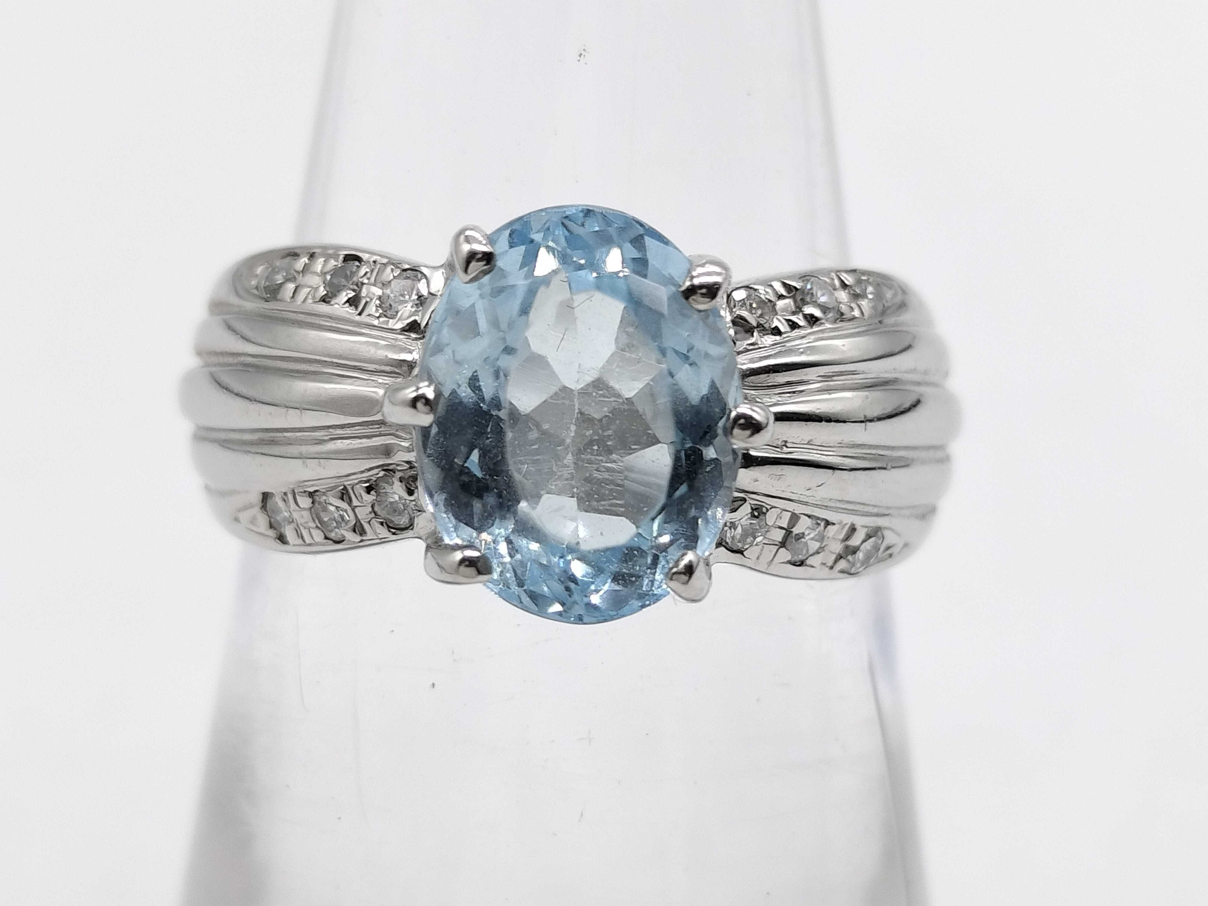 Platinum, Aquamarine, and Diamond Cocktail Ring