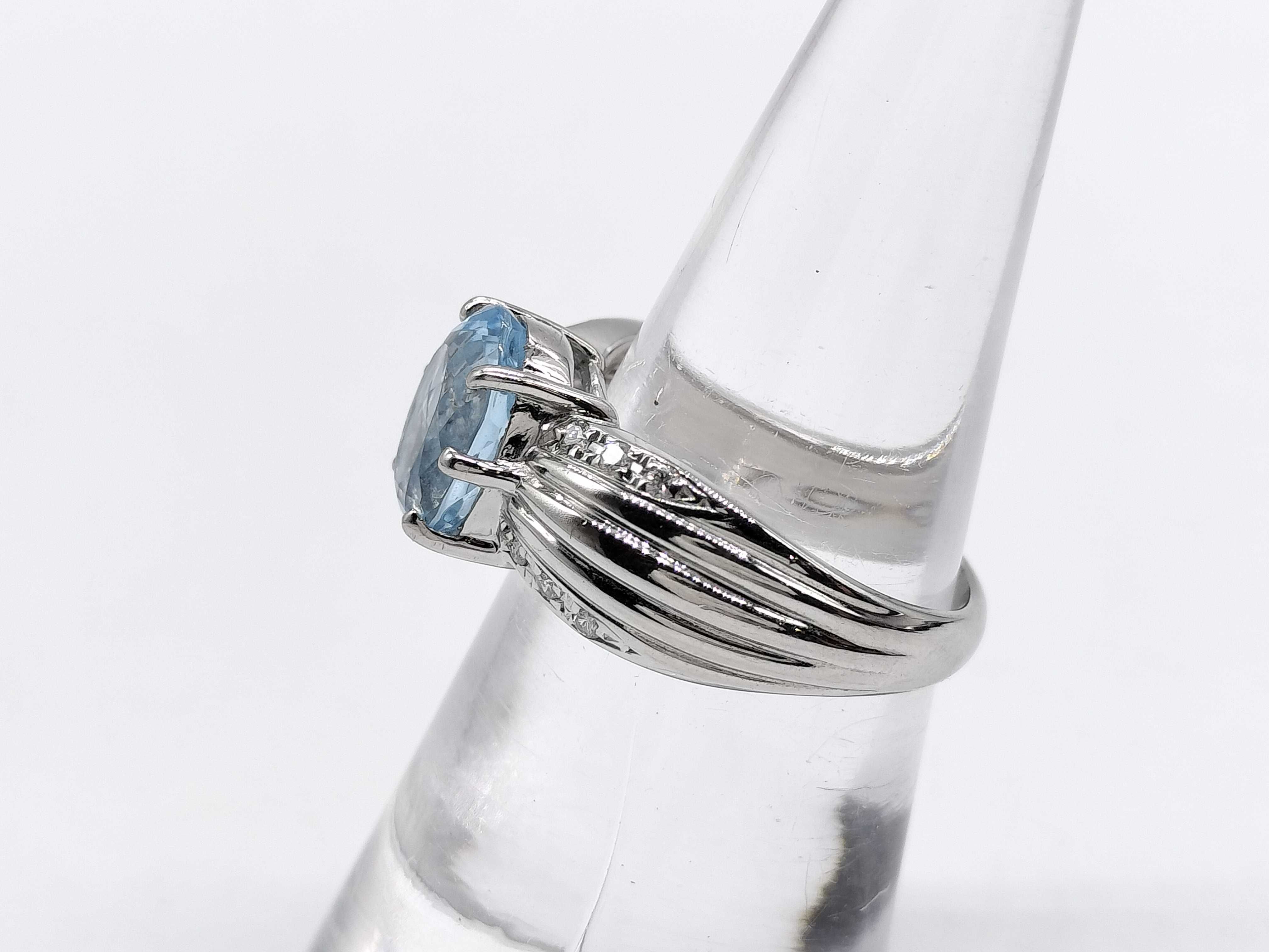 Platinum, Aquamarine, and Diamond Cocktail Ring