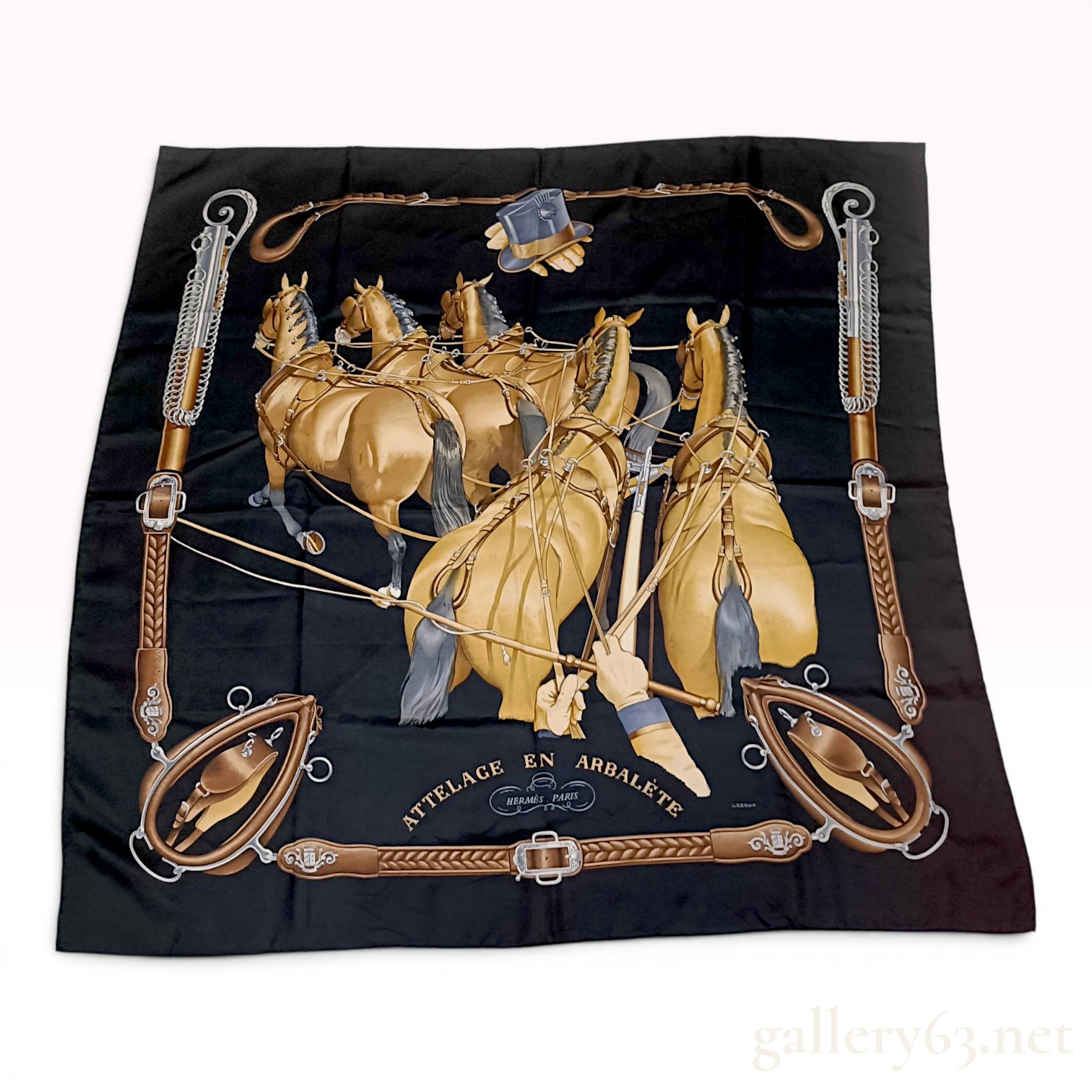 Hermes Attelage en Arbalete Silk Scarf by Philippe Ledoux