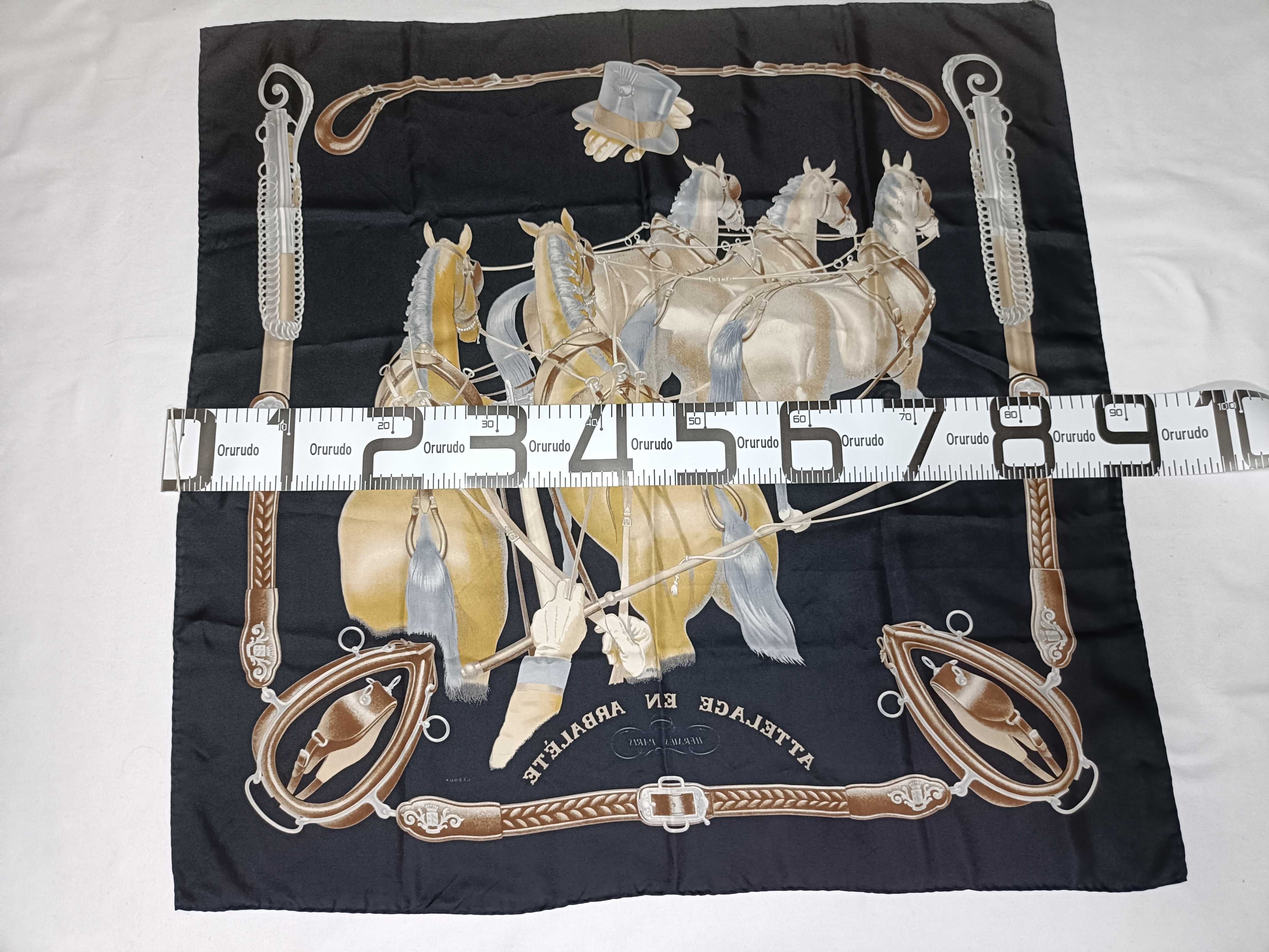 Hermes Attelage en Arbalete Silk Scarf by Philippe Ledoux
