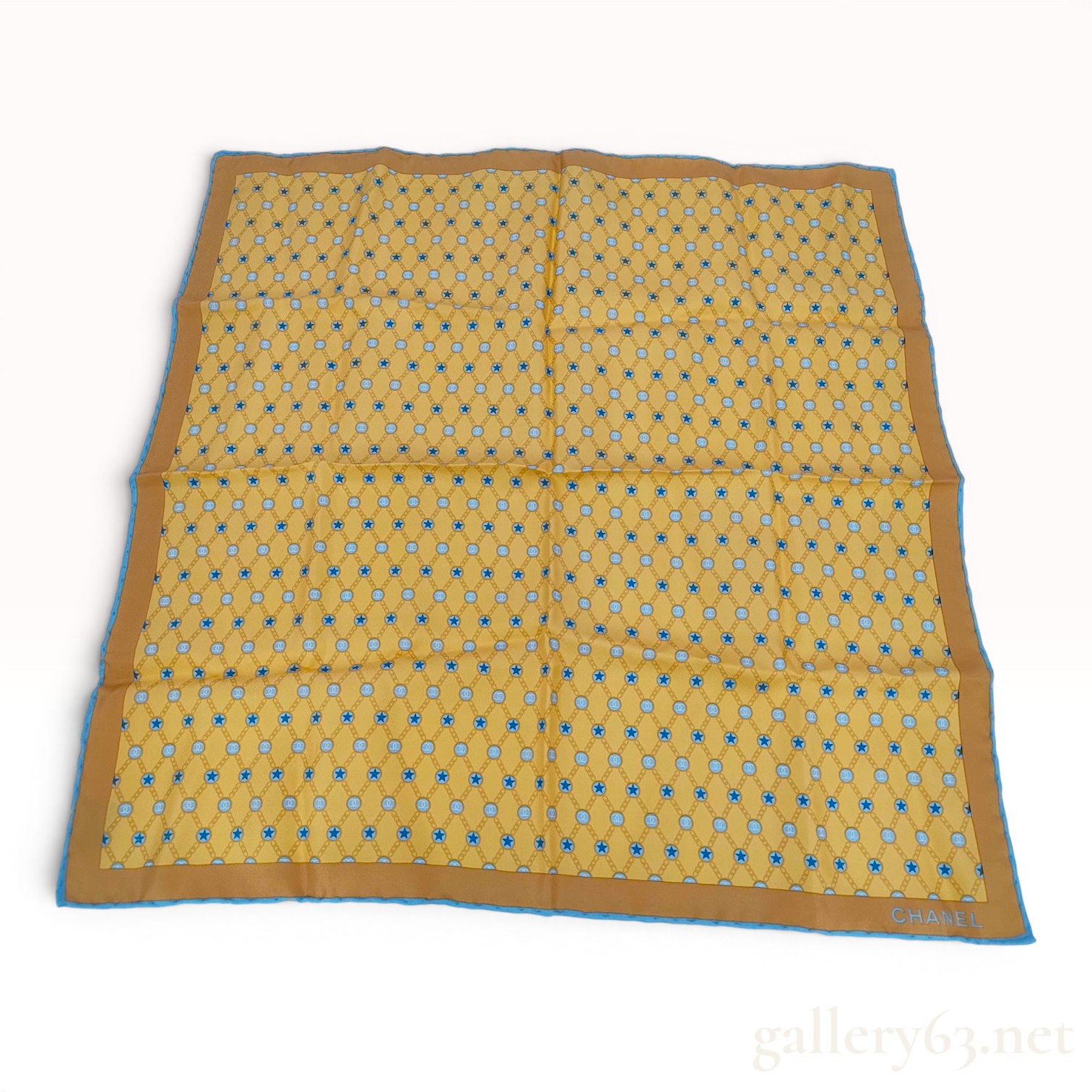 Chanel Silk Logo and Star Pattern Square Scarf