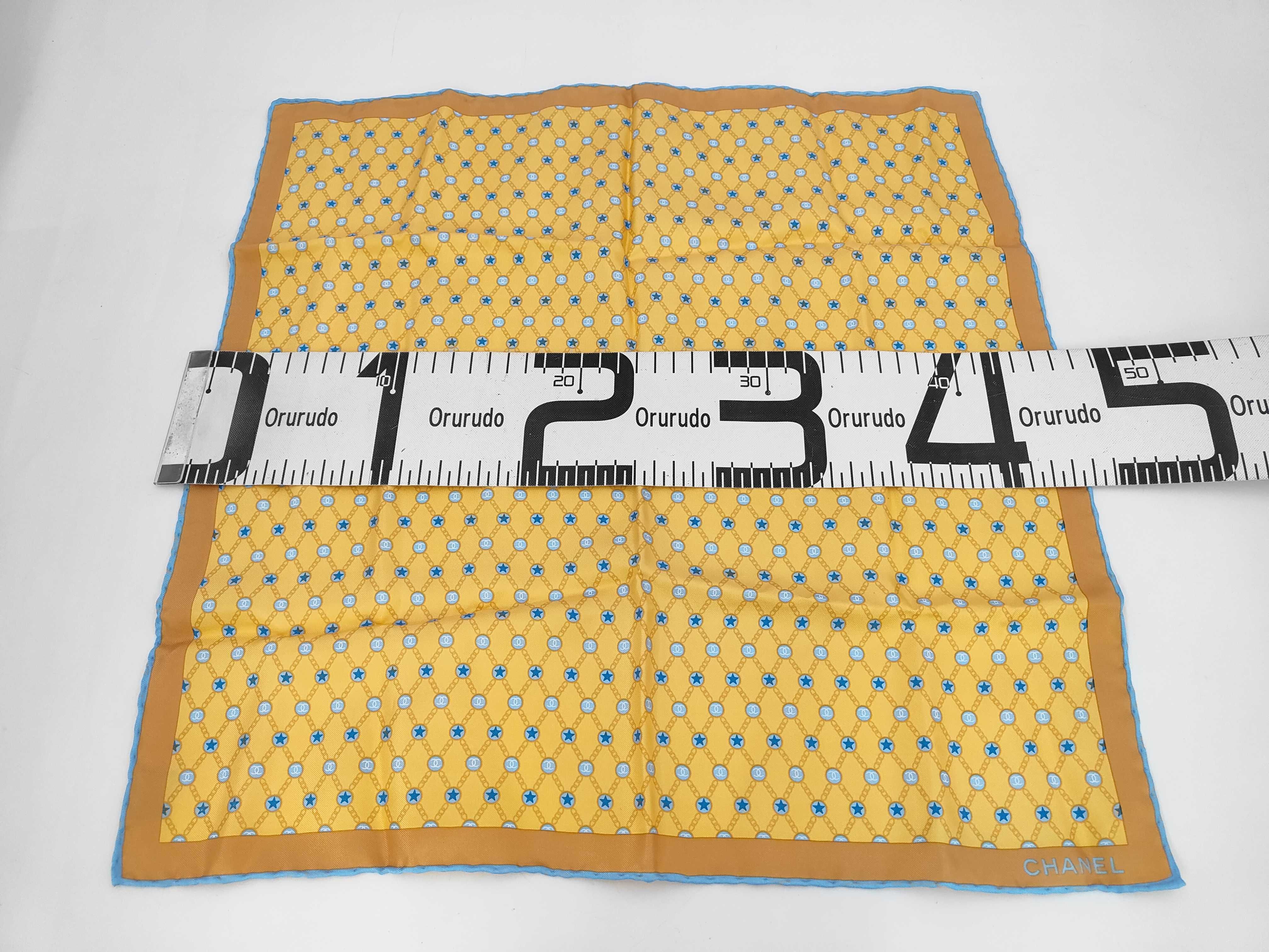 Chanel Silk Logo and Star Pattern Square Scarf