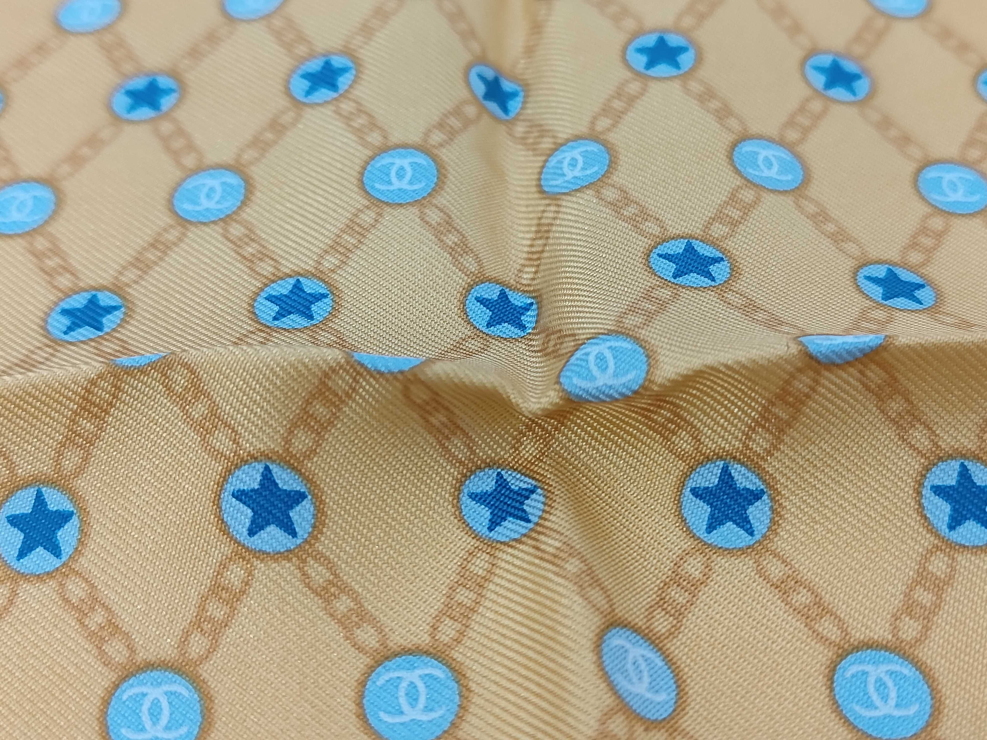 Chanel Silk Logo and Star Pattern Square Scarf