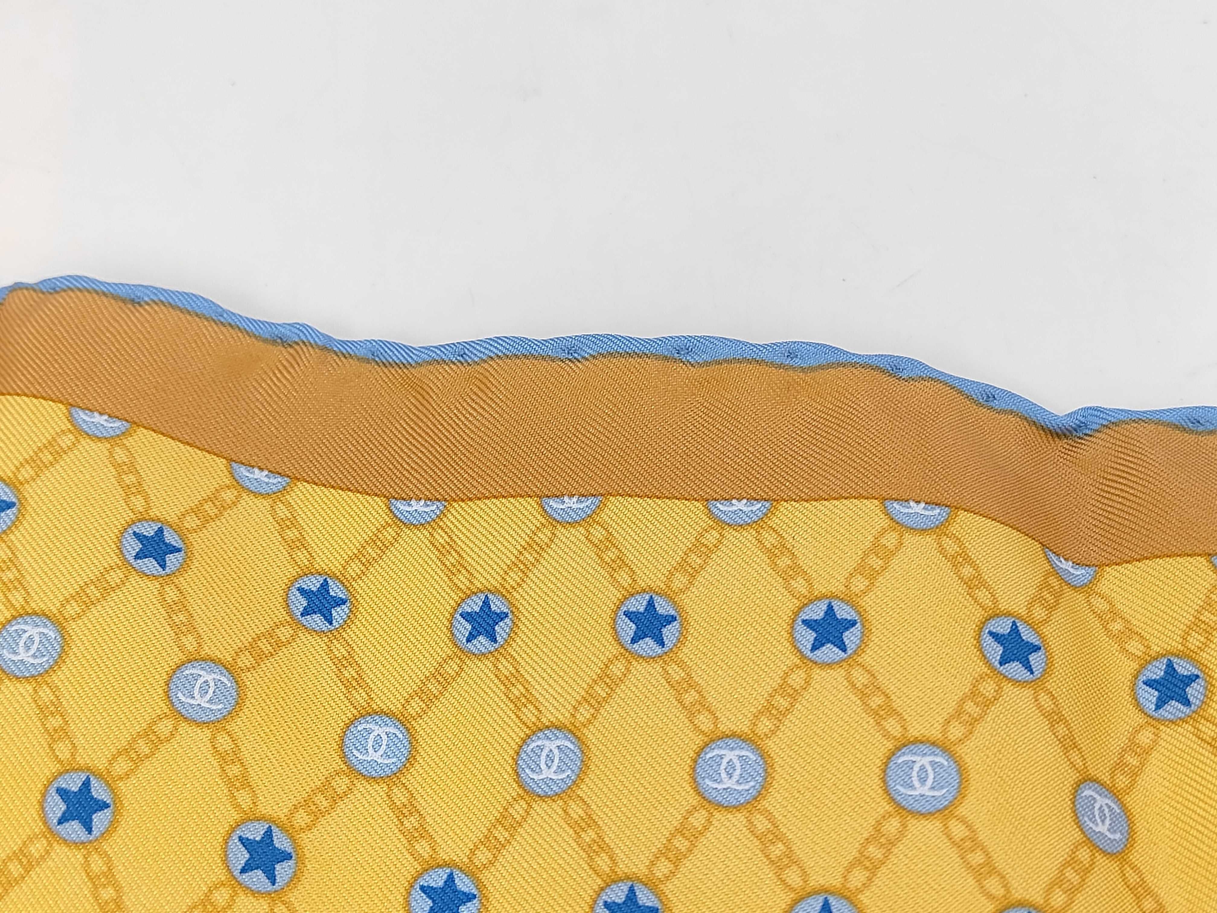 Chanel Silk Logo and Star Pattern Square Scarf