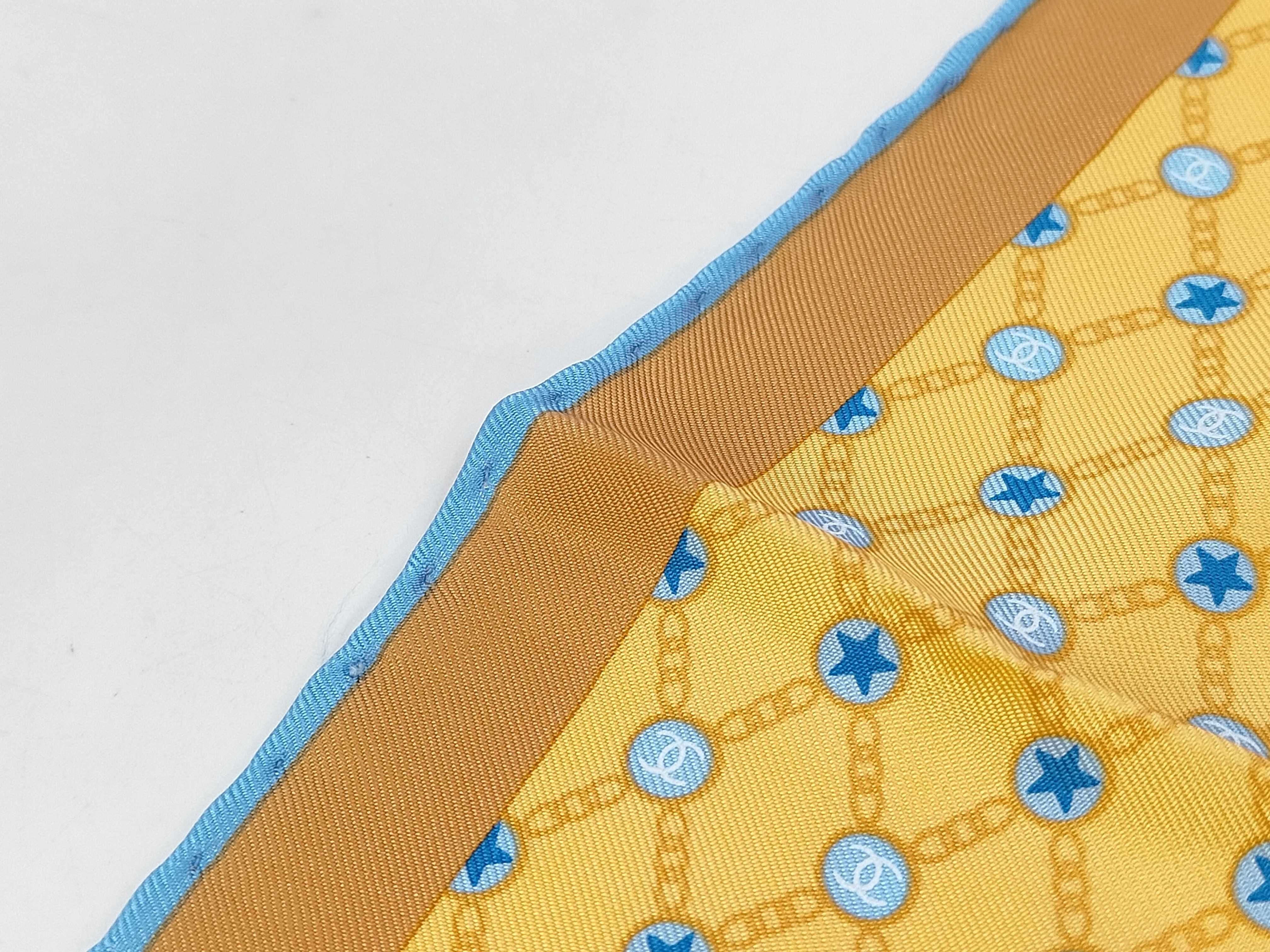 Chanel Silk Logo and Star Pattern Square Scarf