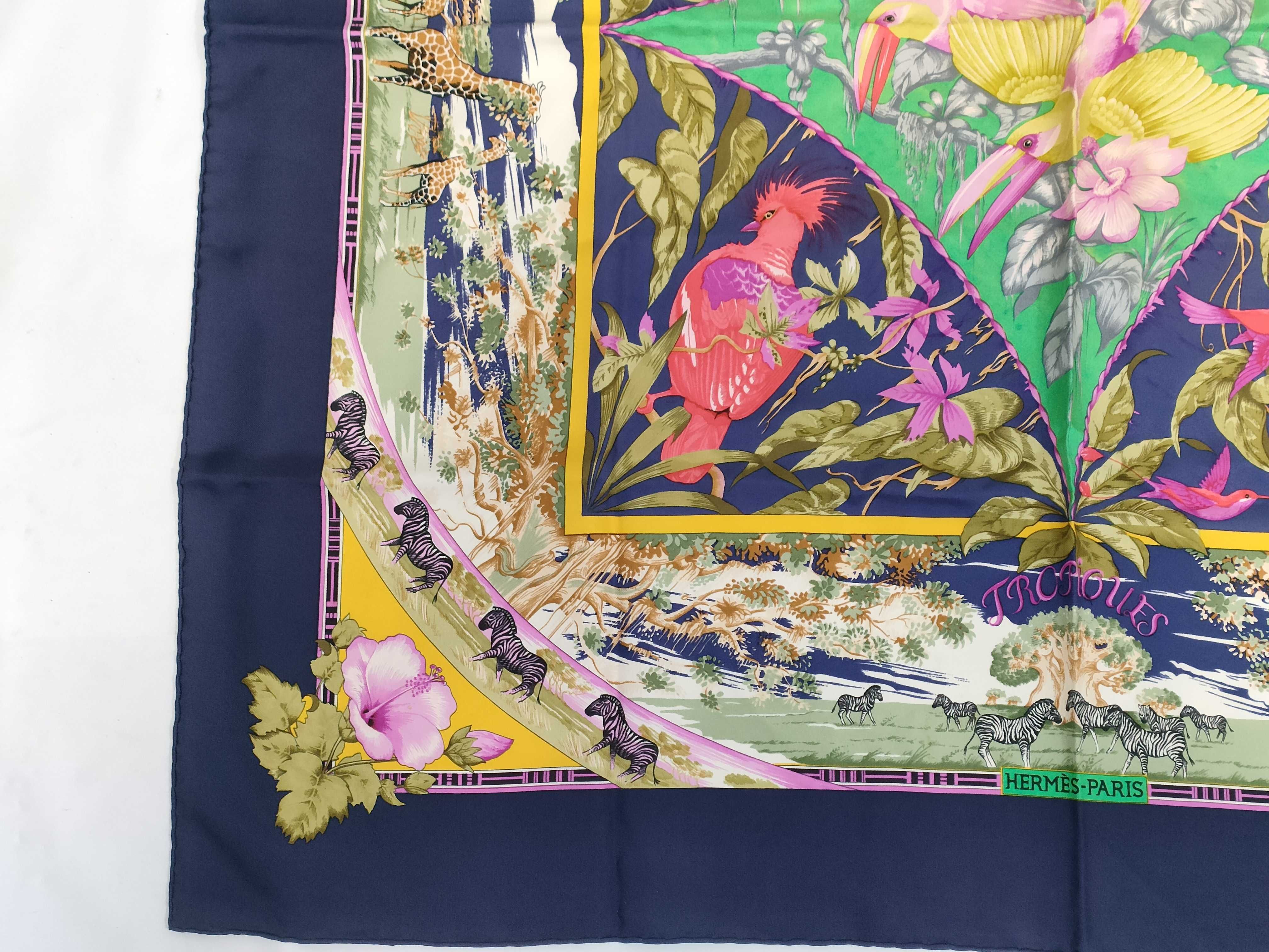 Hermes Silk Twill 90cm Scarf in Tropiques Pattern
