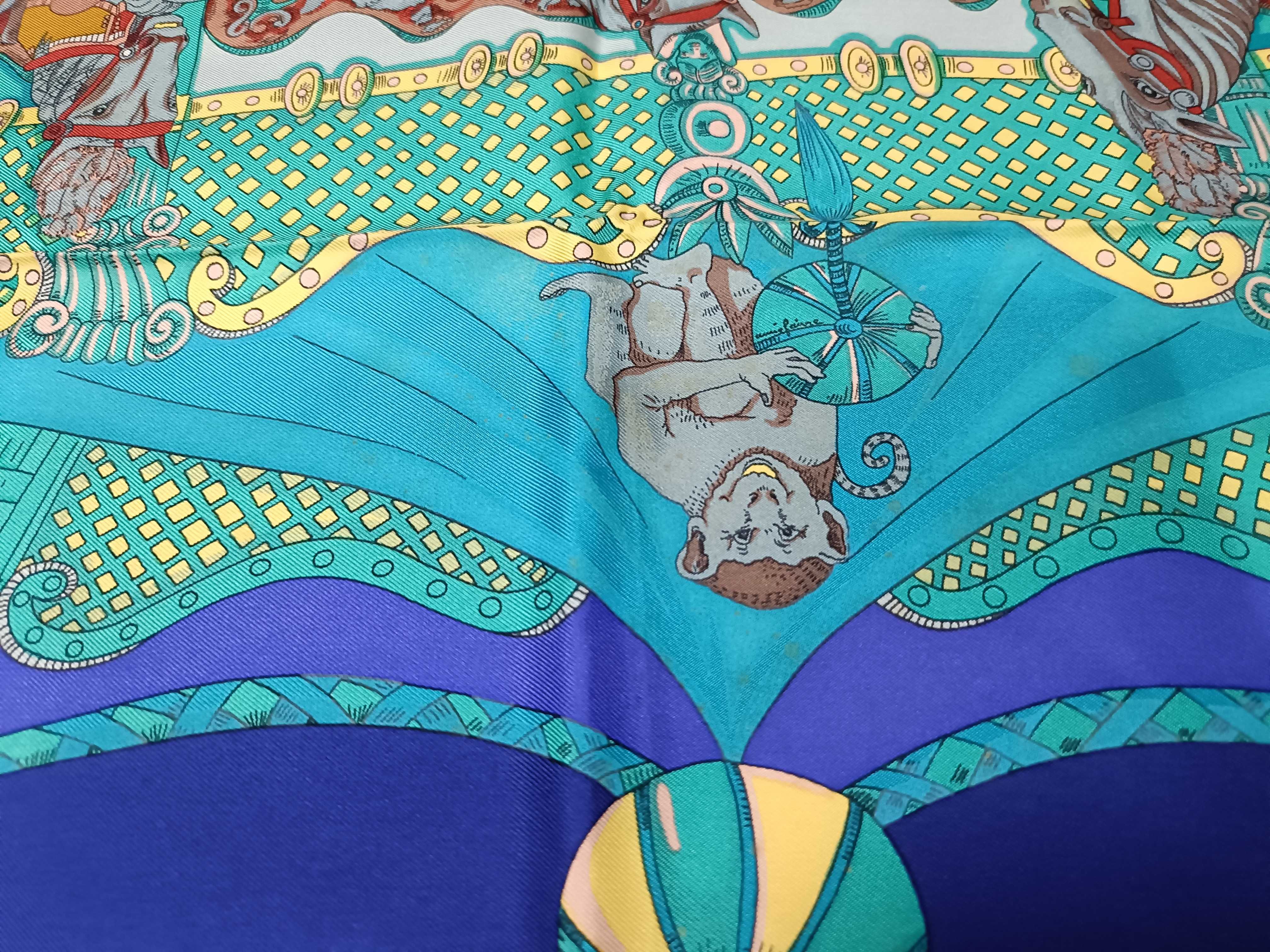 Hermes Tournez Manege 90 Silk Scarf by Michel Duchene