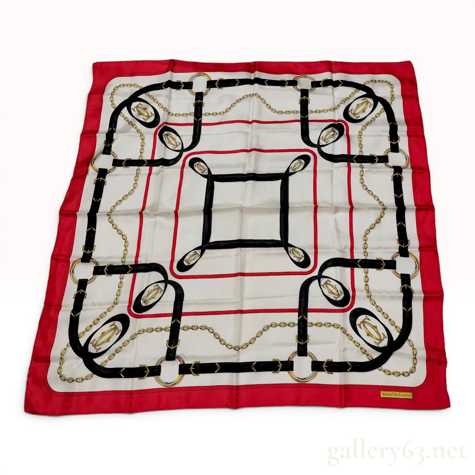 Cartier Must de Cartier Silk Scarf with Chain and Belt Motif