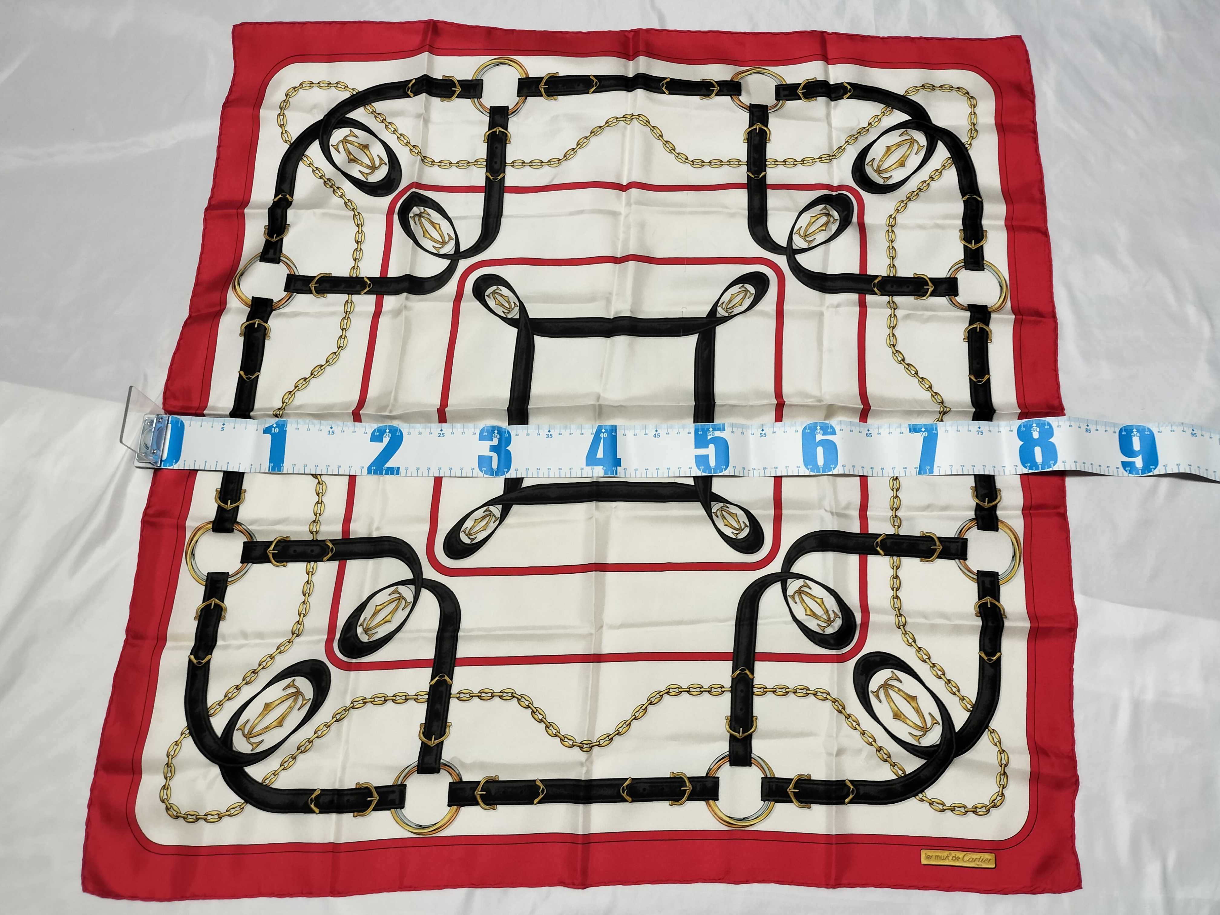 Cartier Must de Cartier Silk Scarf with Chain and Belt Motif