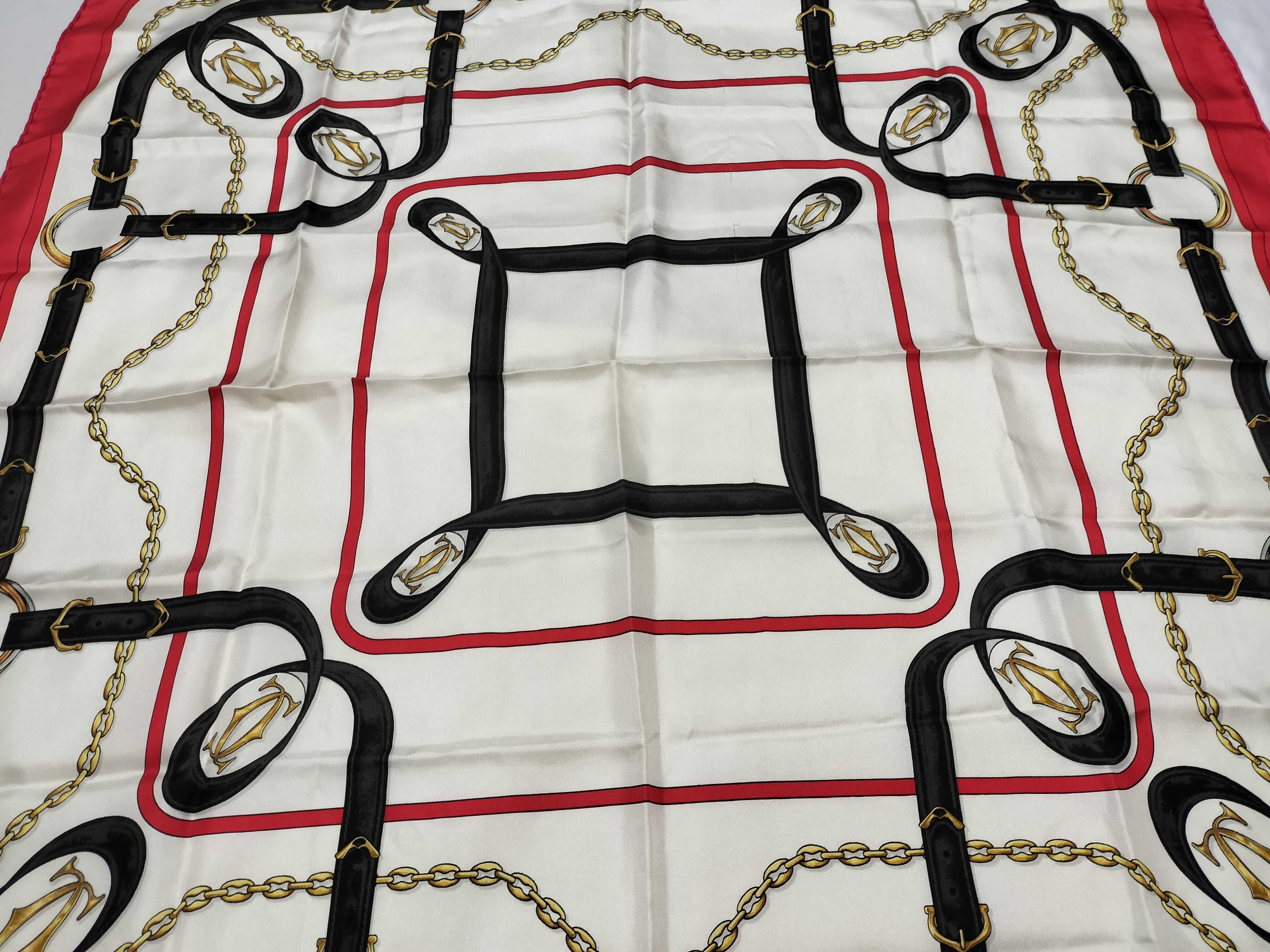 Cartier Must de Cartier Silk Scarf with Chain and Belt Motif