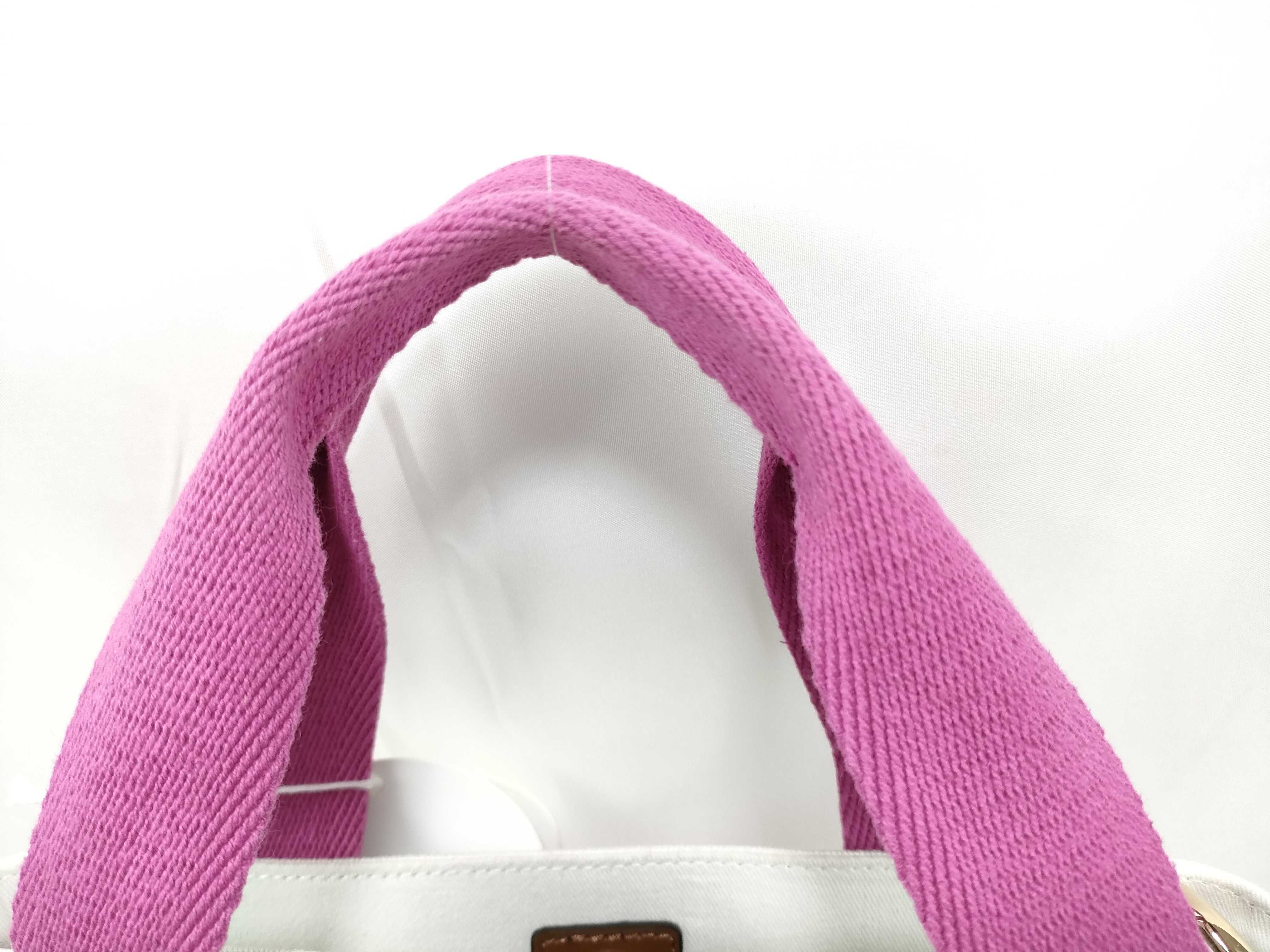 Chloe Mini Woody Canvas Tote Bag in White and Magenta