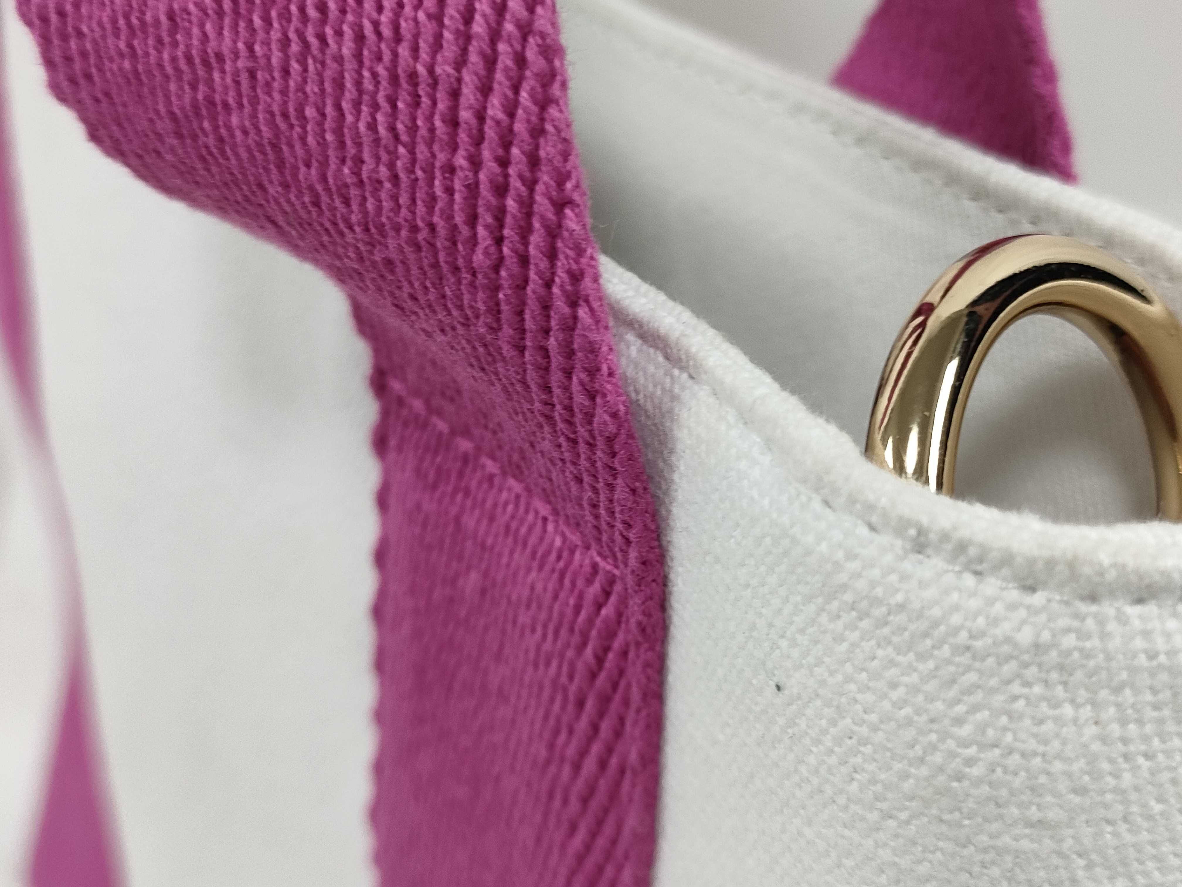 Chloe Mini Woody Canvas Tote Bag in White and Magenta