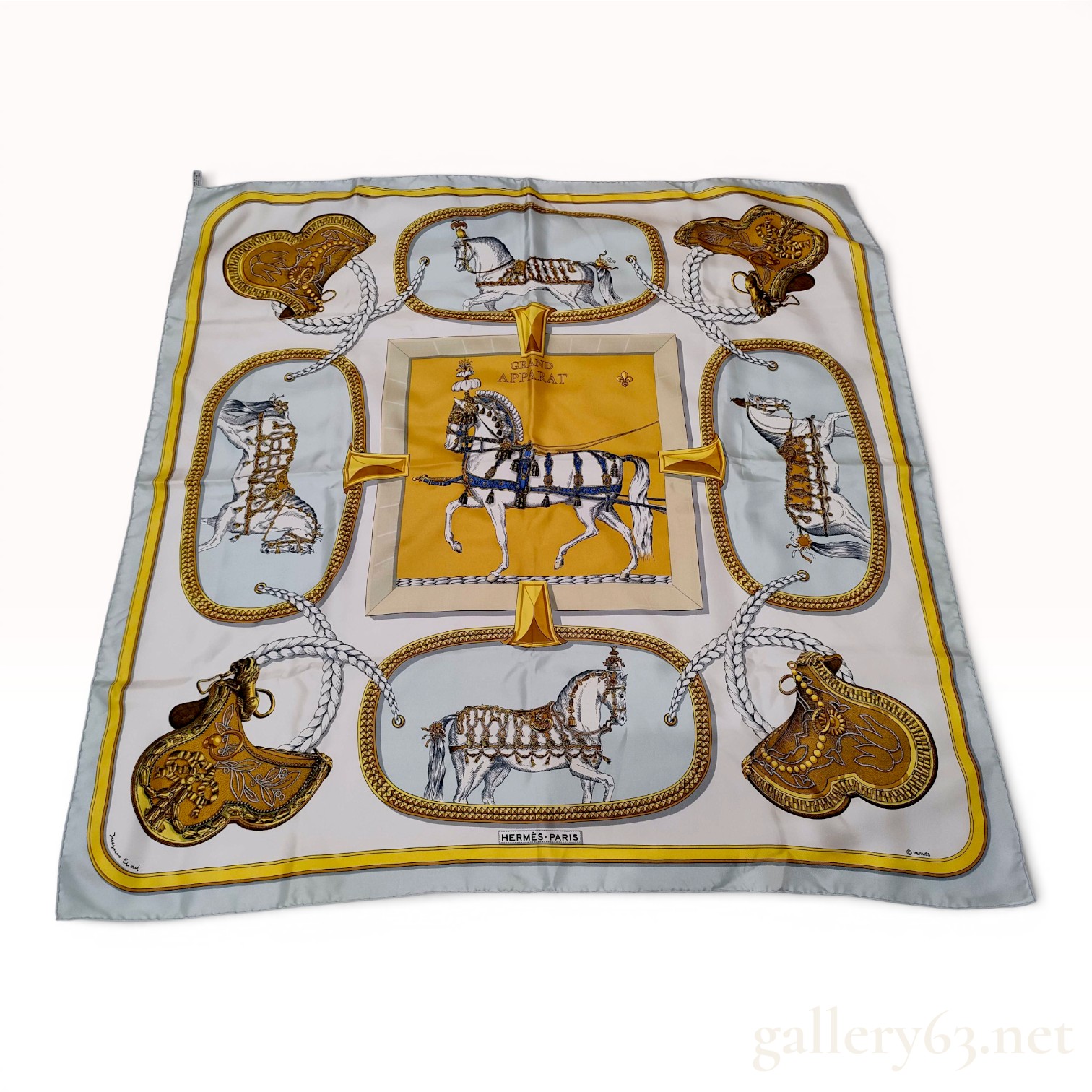 Hermes Grand Apparat Silk Scarf Designed by Jacques Eudel