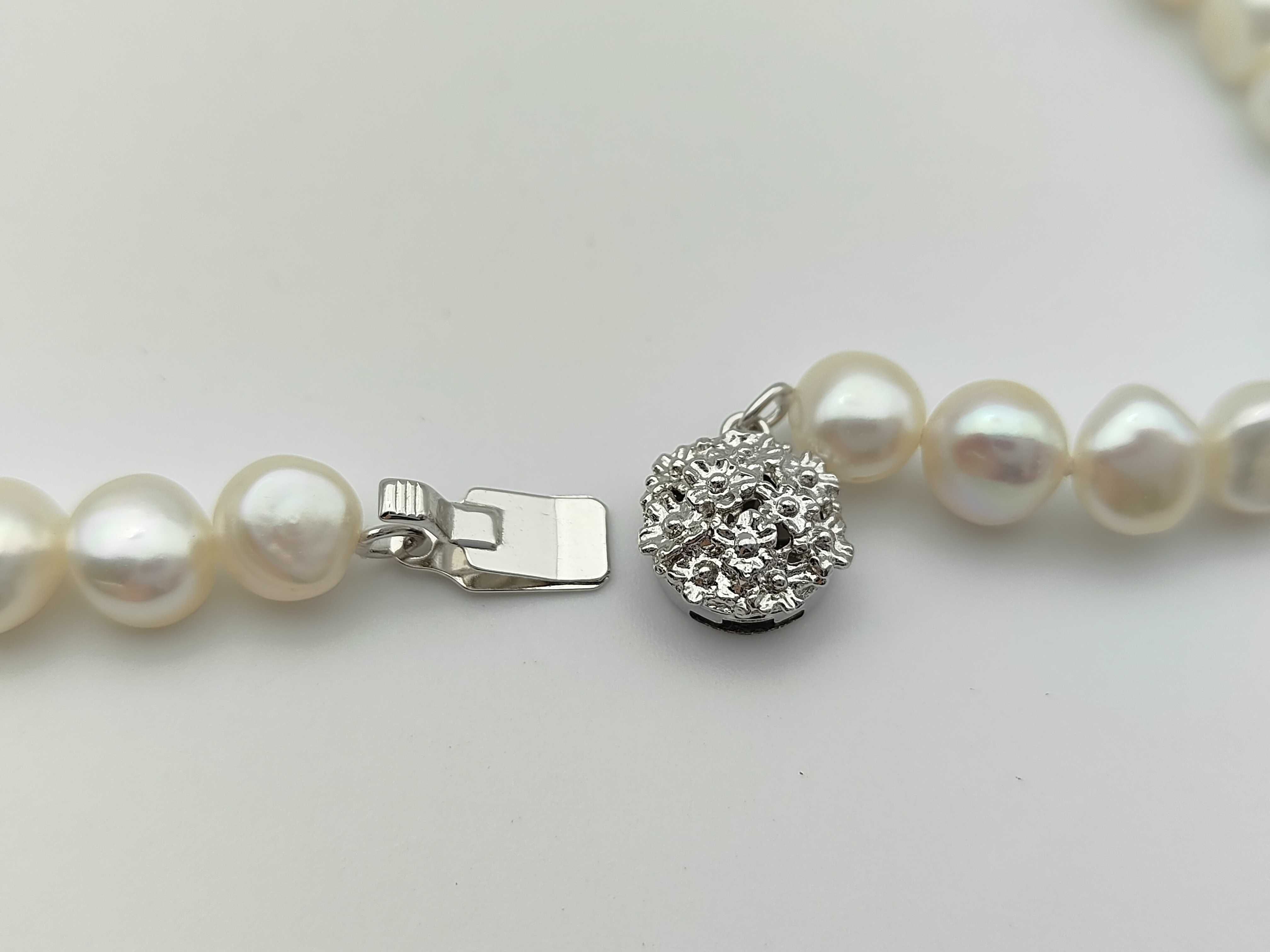 Cultured Baroque Pearl Necklace with Silver Floral Motif Clasp