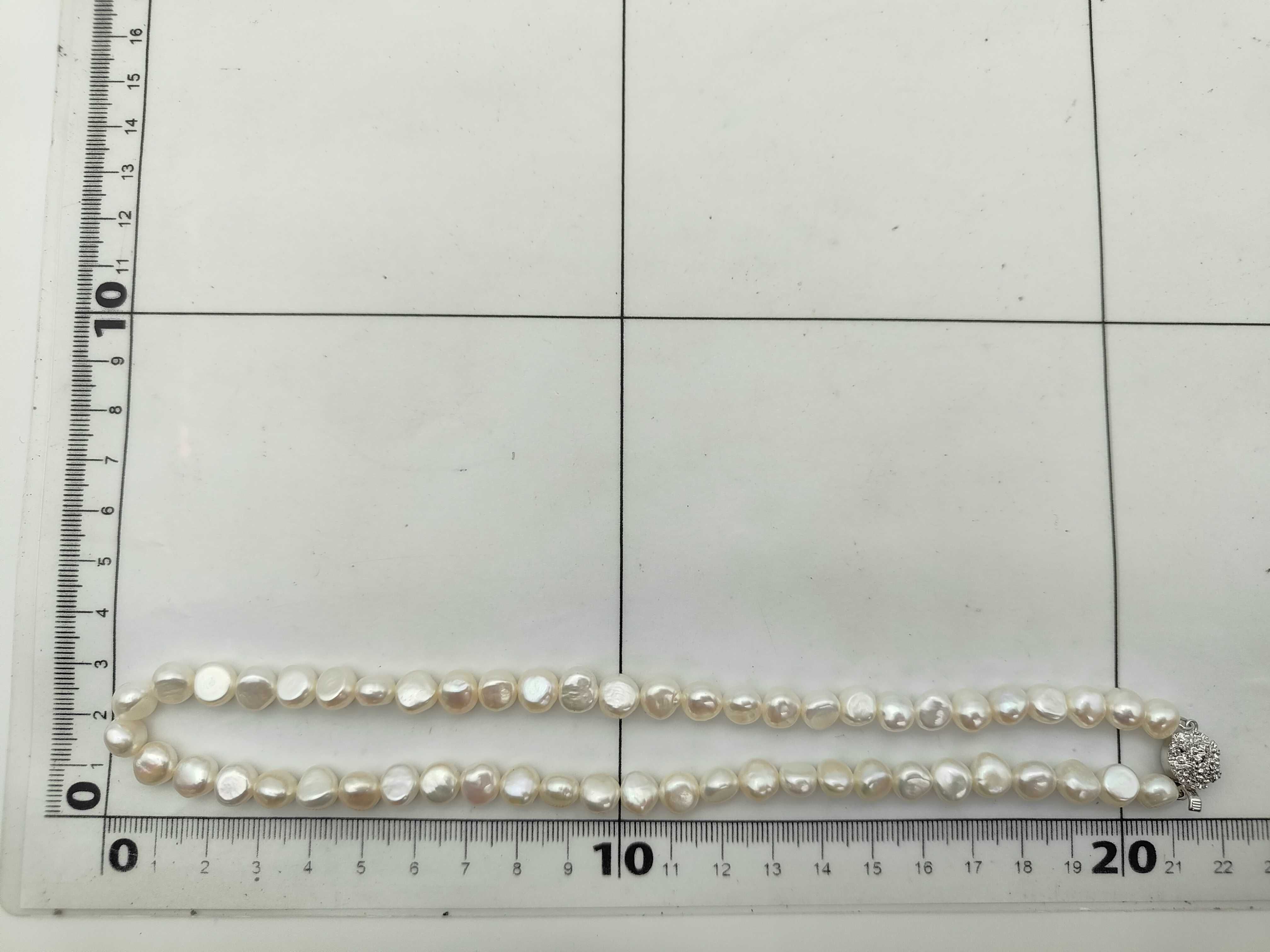 Cultured Baroque Pearl Necklace with Silver Floral Motif Clasp