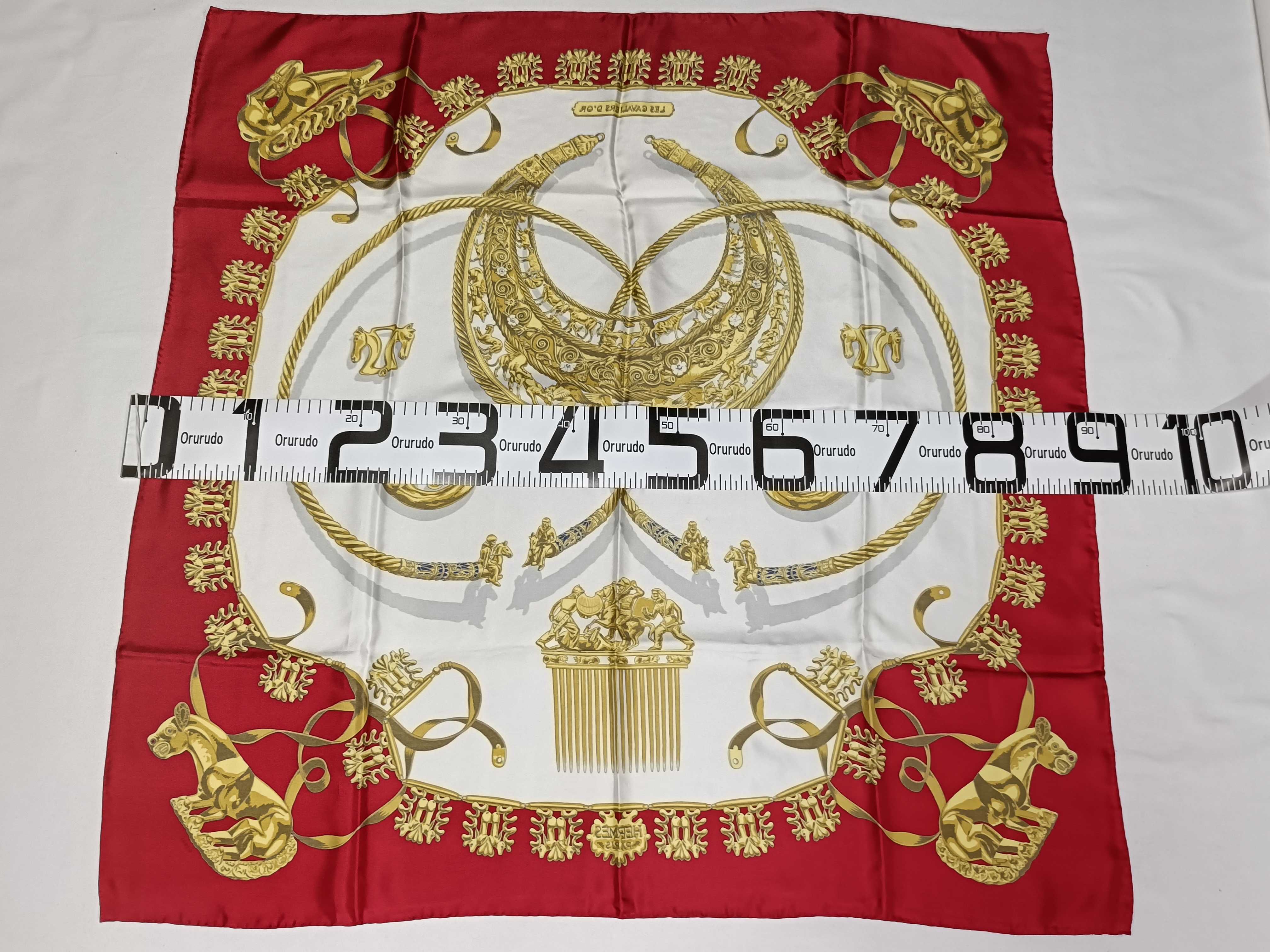 Hermes Silk Twill Scarf Les Cavaliers d'Or Pattern