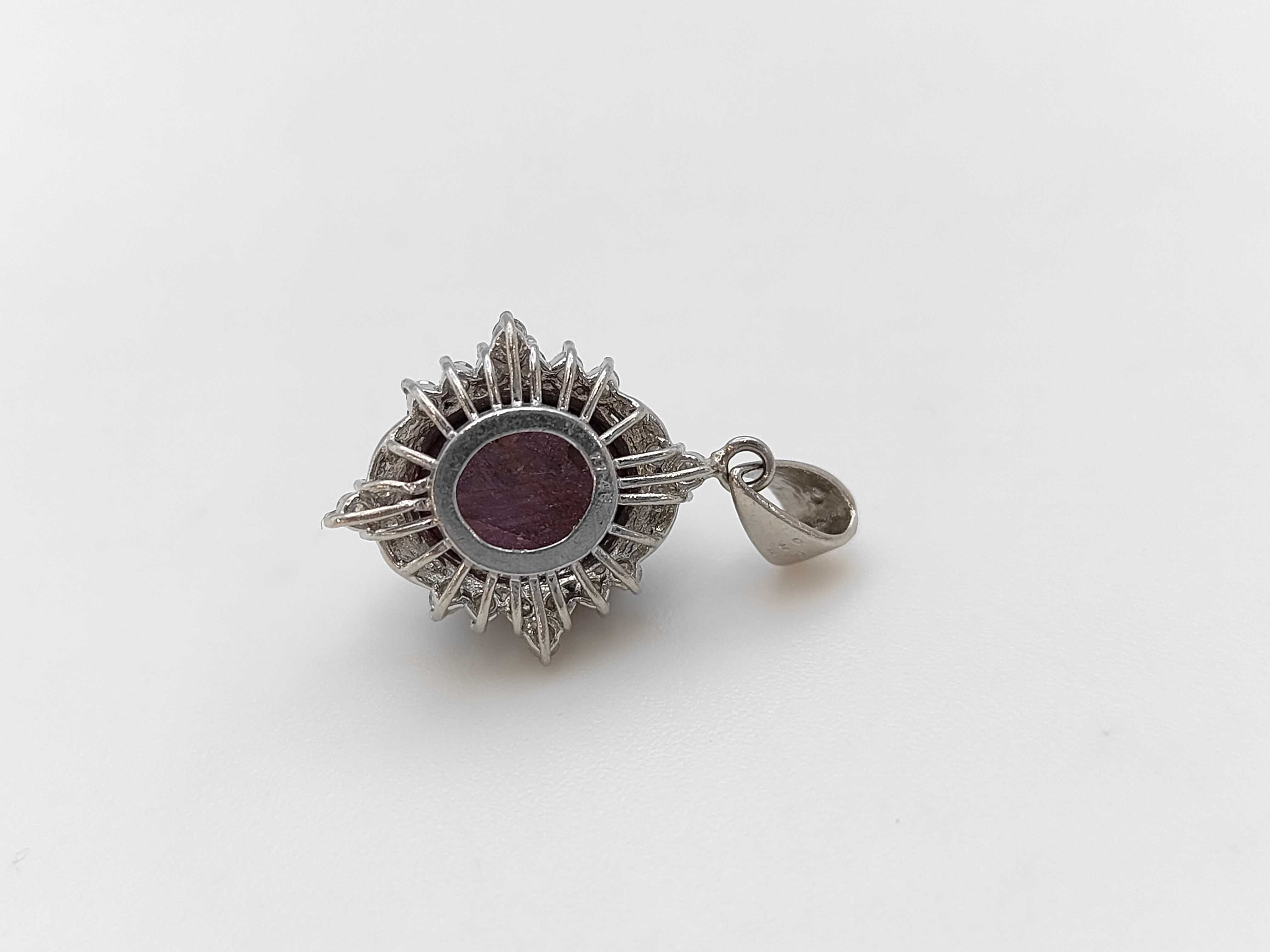 Platinum 11.48ct Star Ruby and .33ctw Diamond Cluster Pendant