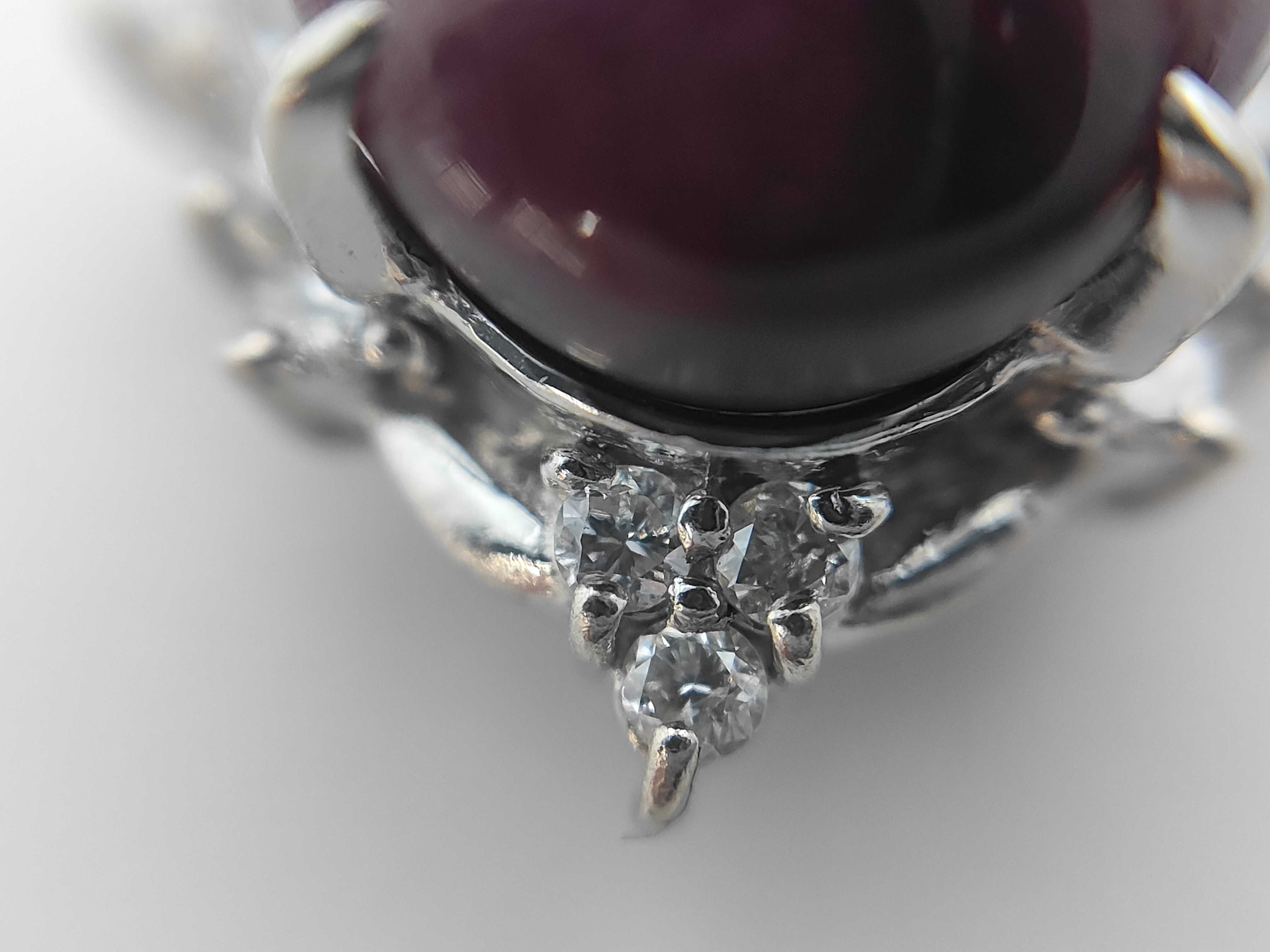 Platinum 11.48ct Star Ruby and .33ctw Diamond Cluster Pendant