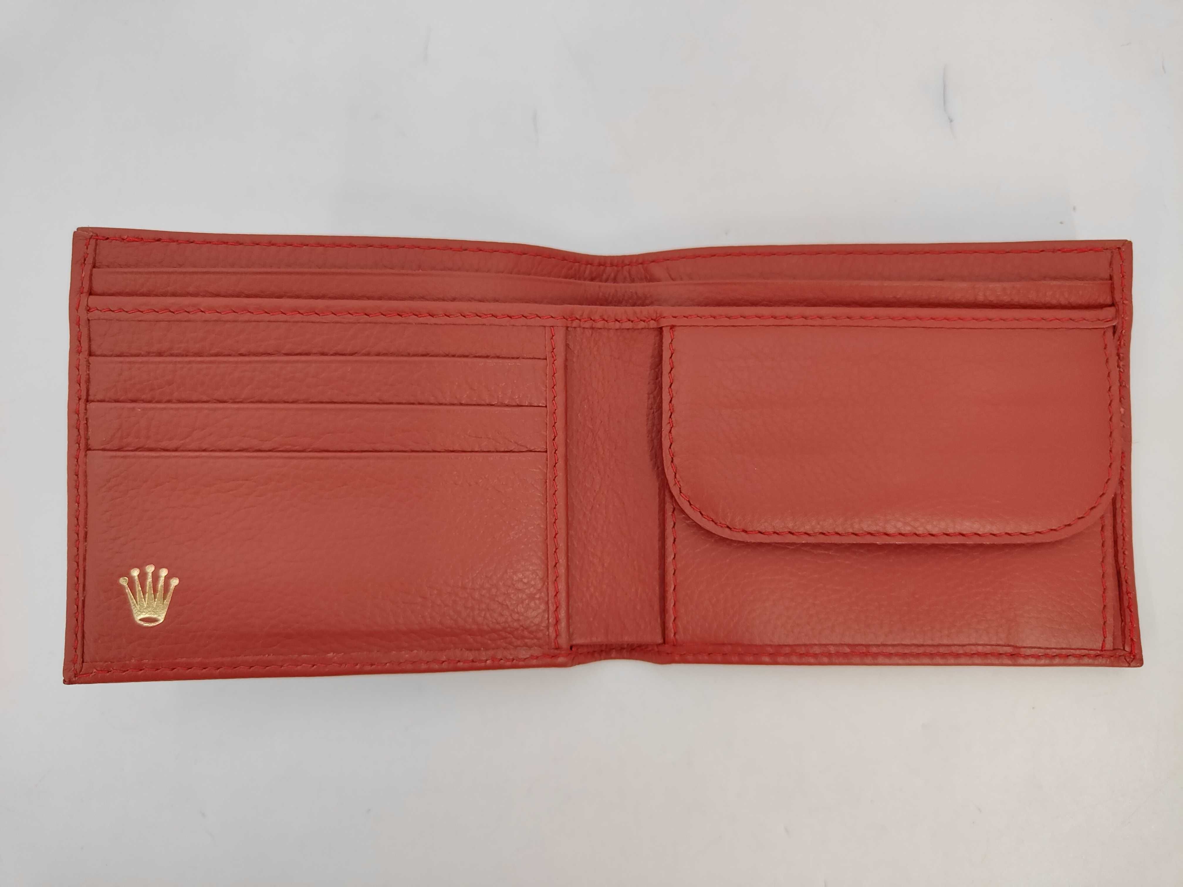 Rolex Red Pebble-Grained Leather Bi-Fold Wallet