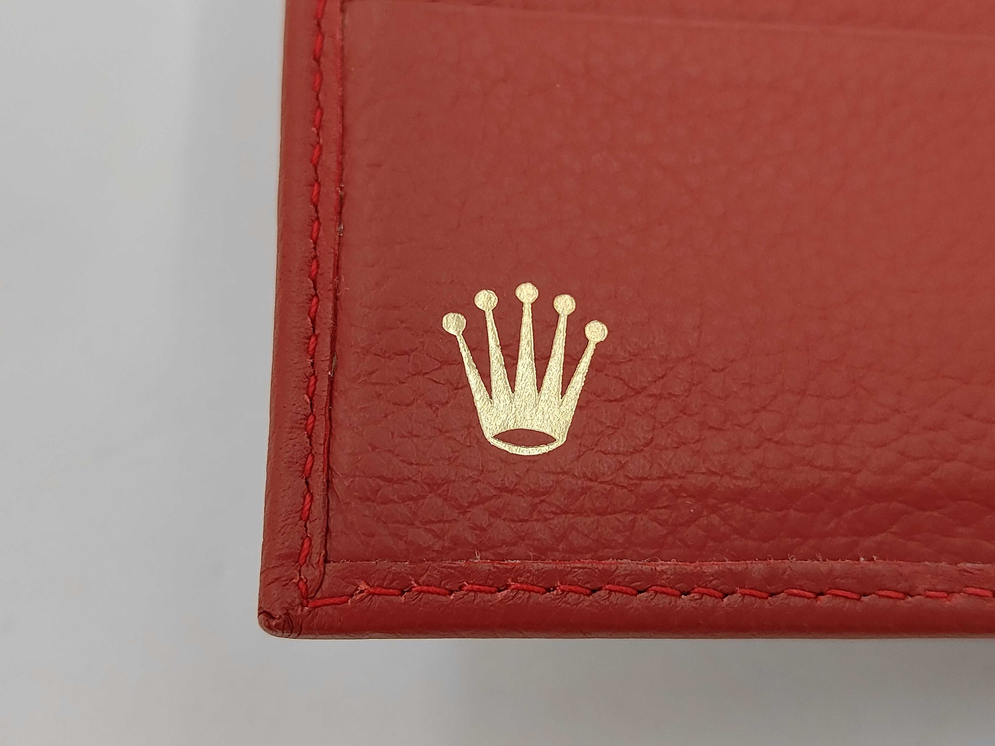 Rolex Red Pebble-Grained Leather Bi-Fold Wallet