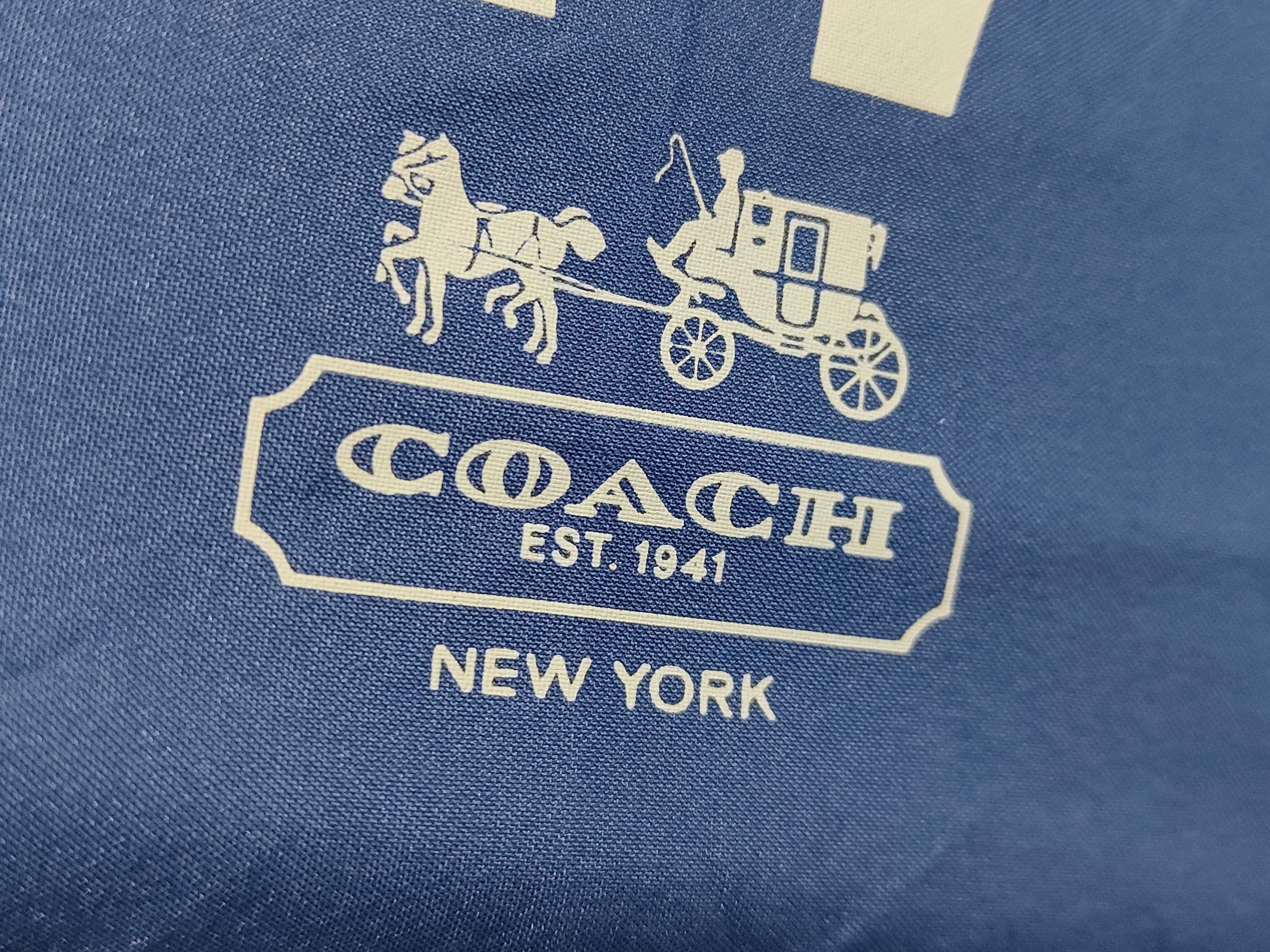 Coach Signature C Monogram Folding Umbrella in Navy and Cream