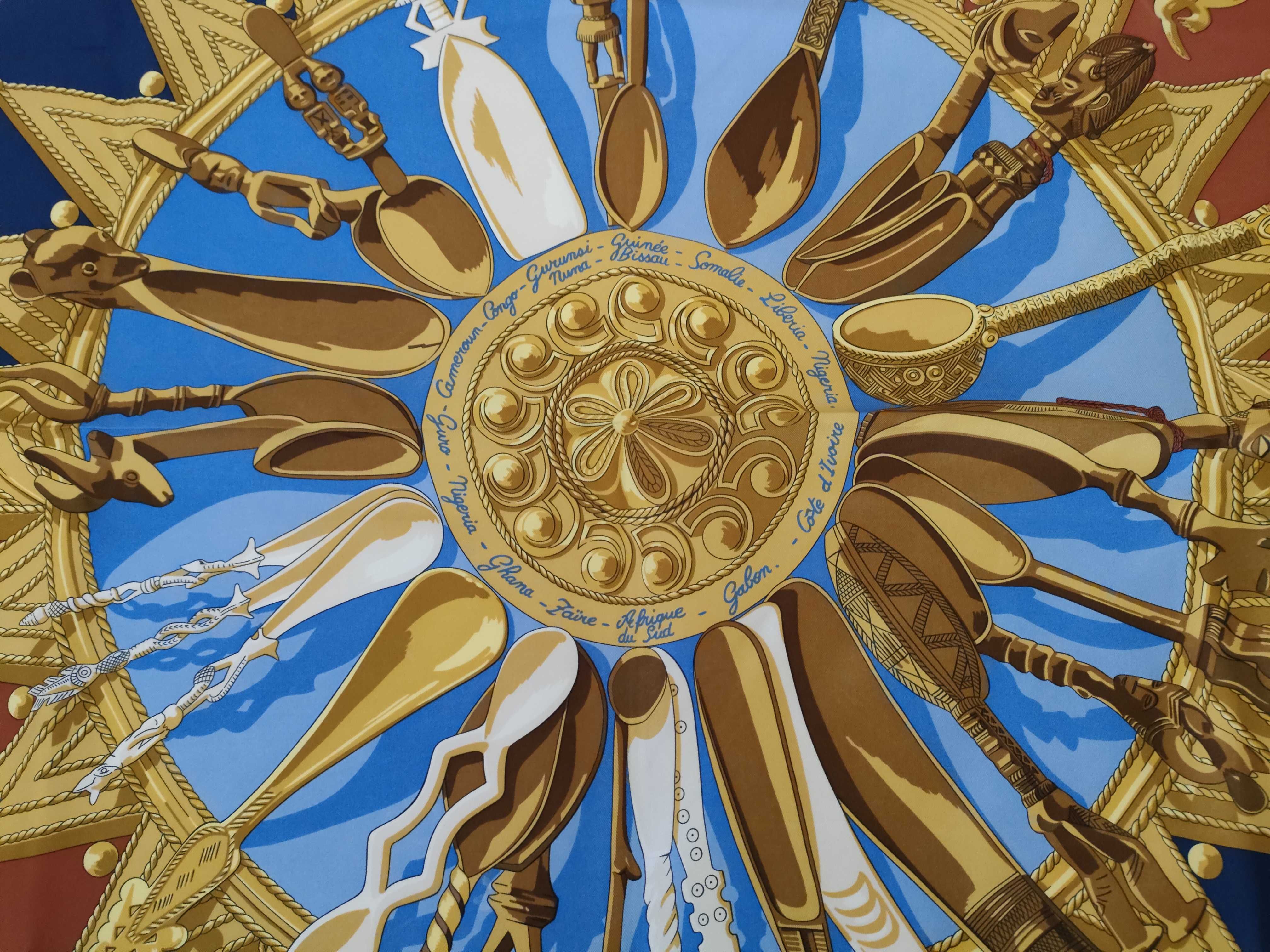 Hermes Catherine Latham Cuillers d'Afrique Silk Scarf