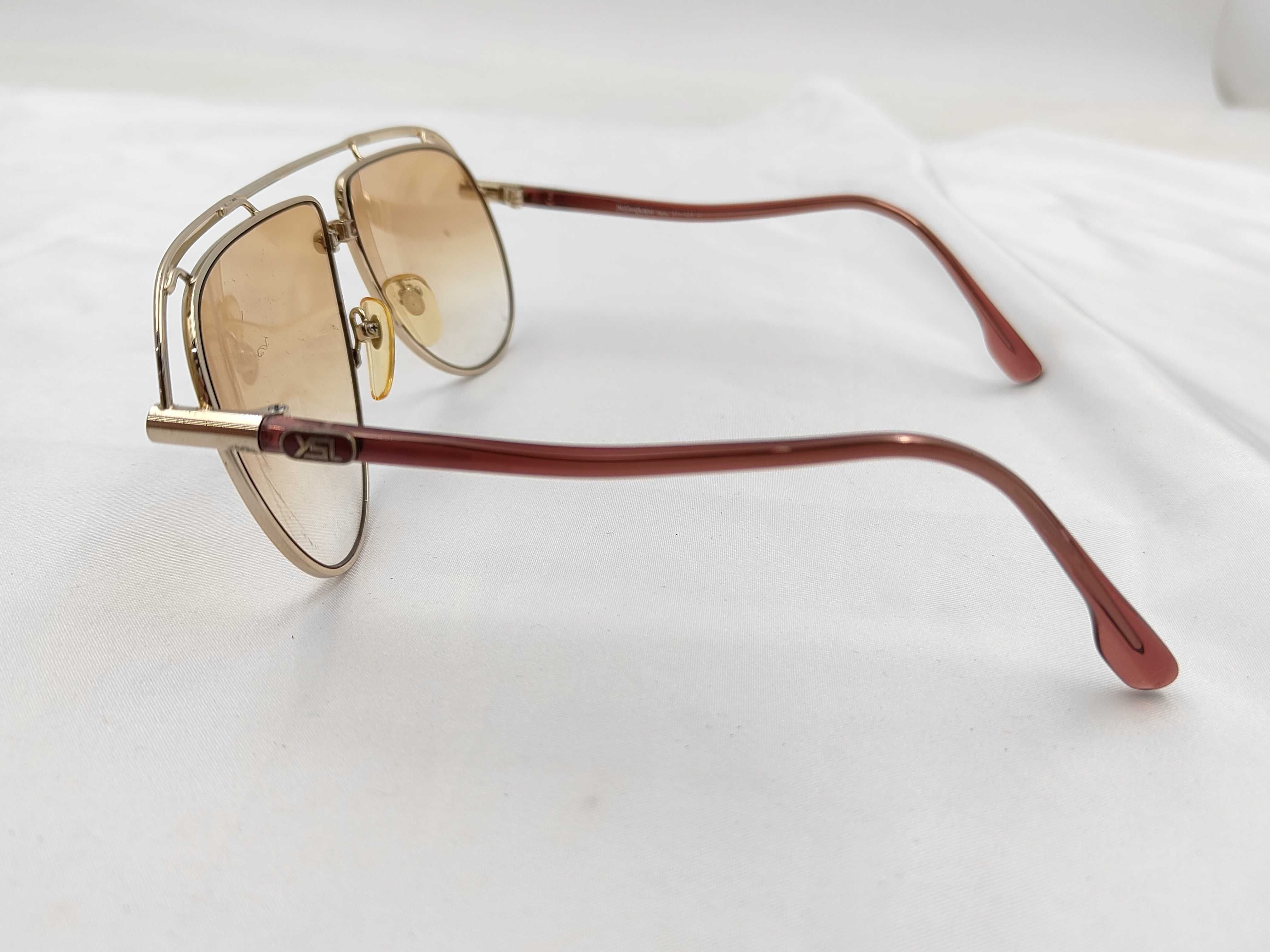 Vintage Yves Saint Laurent Gold Tone Aviator Sunglasses Model 31-121