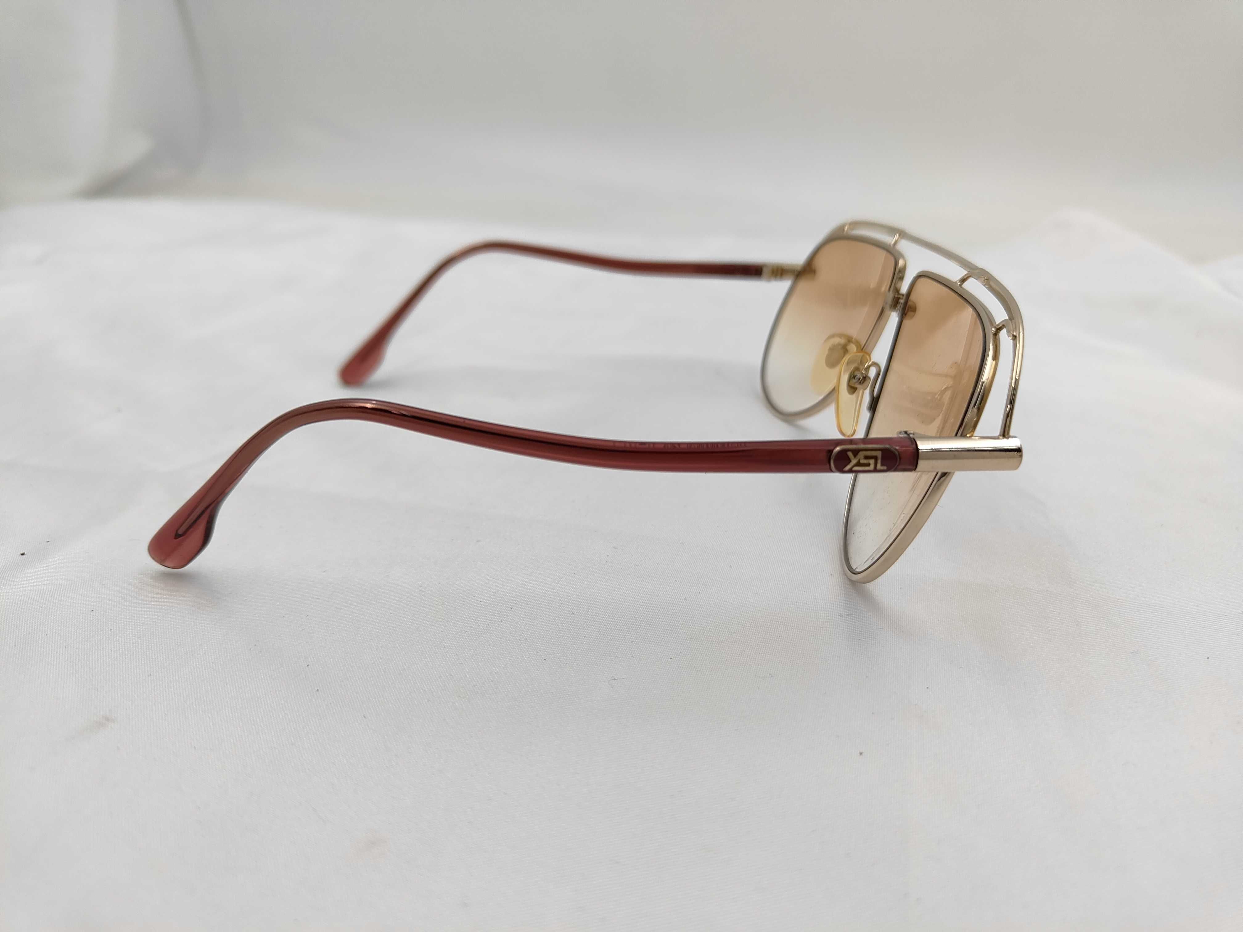 Vintage Yves Saint Laurent Gold Tone Aviator Sunglasses Model 31-121