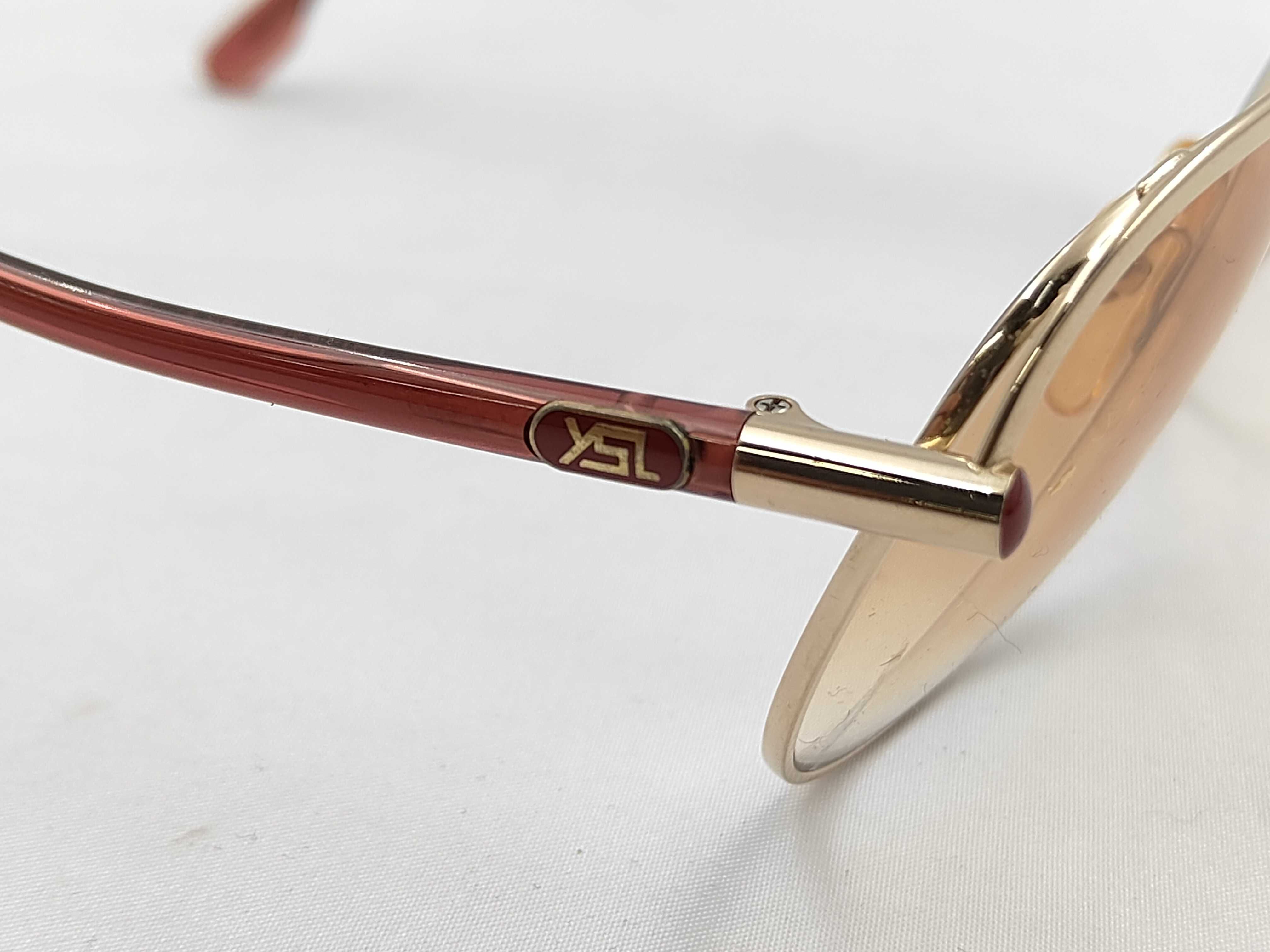 Vintage Yves Saint Laurent Gold Tone Aviator Sunglasses Model 31-121