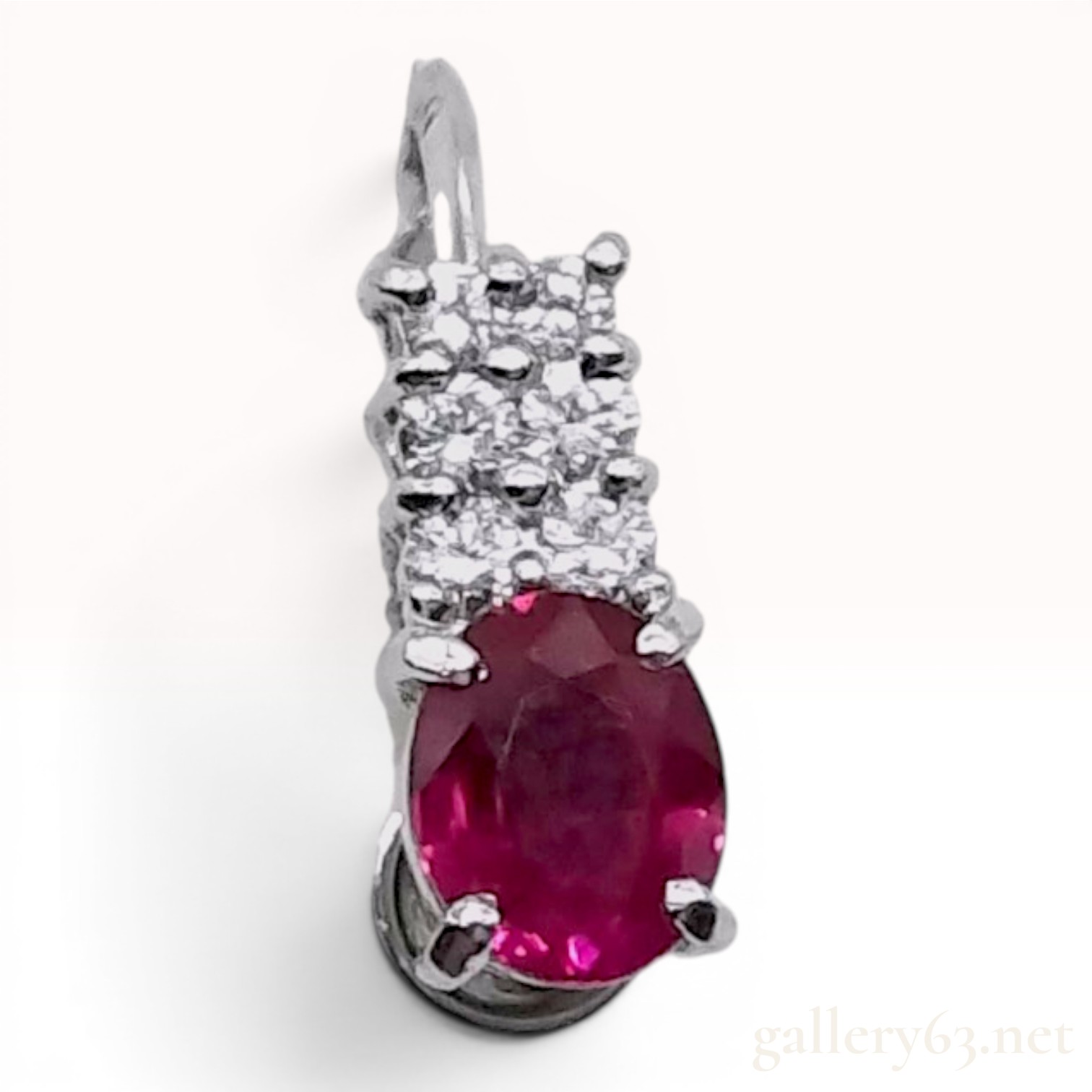 Single 14 Karat White Gold Ruby and Diamond Screw-Back Earring