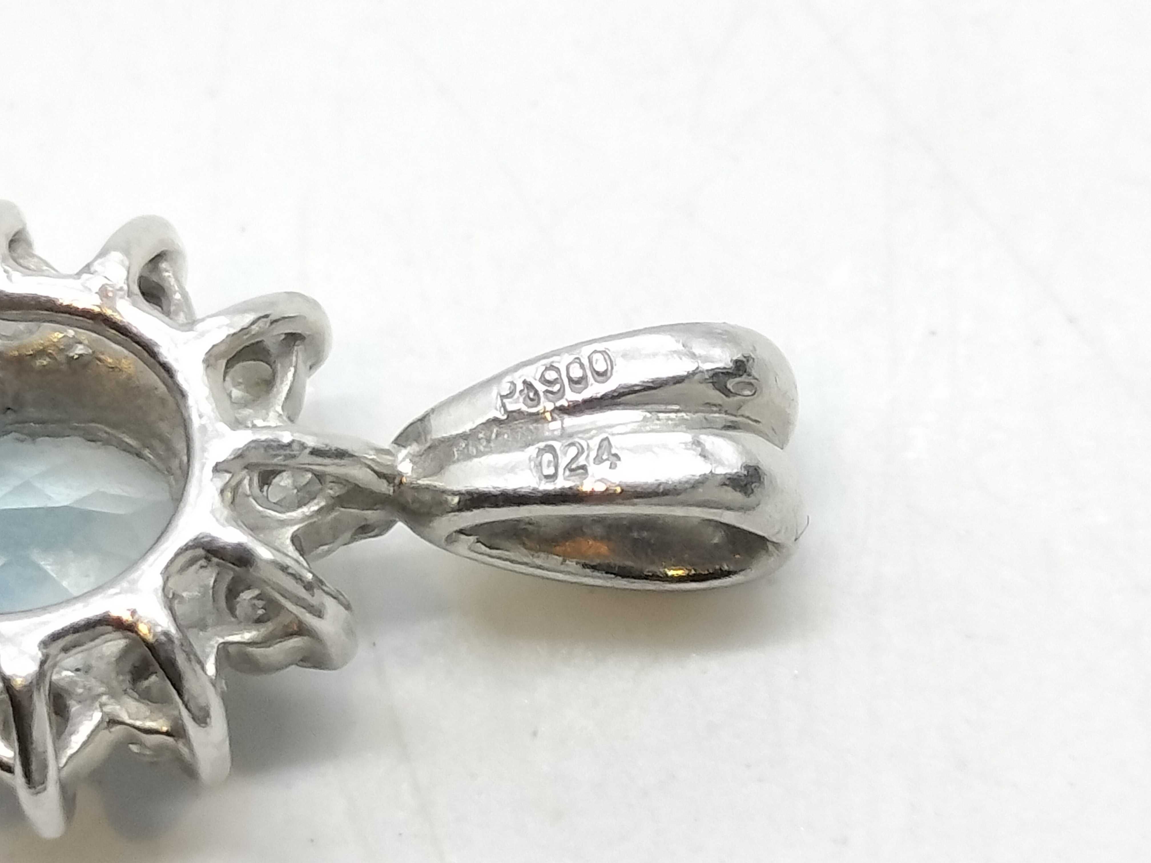 Platinum Oval Aquamarine and Diamond Halo Pendant