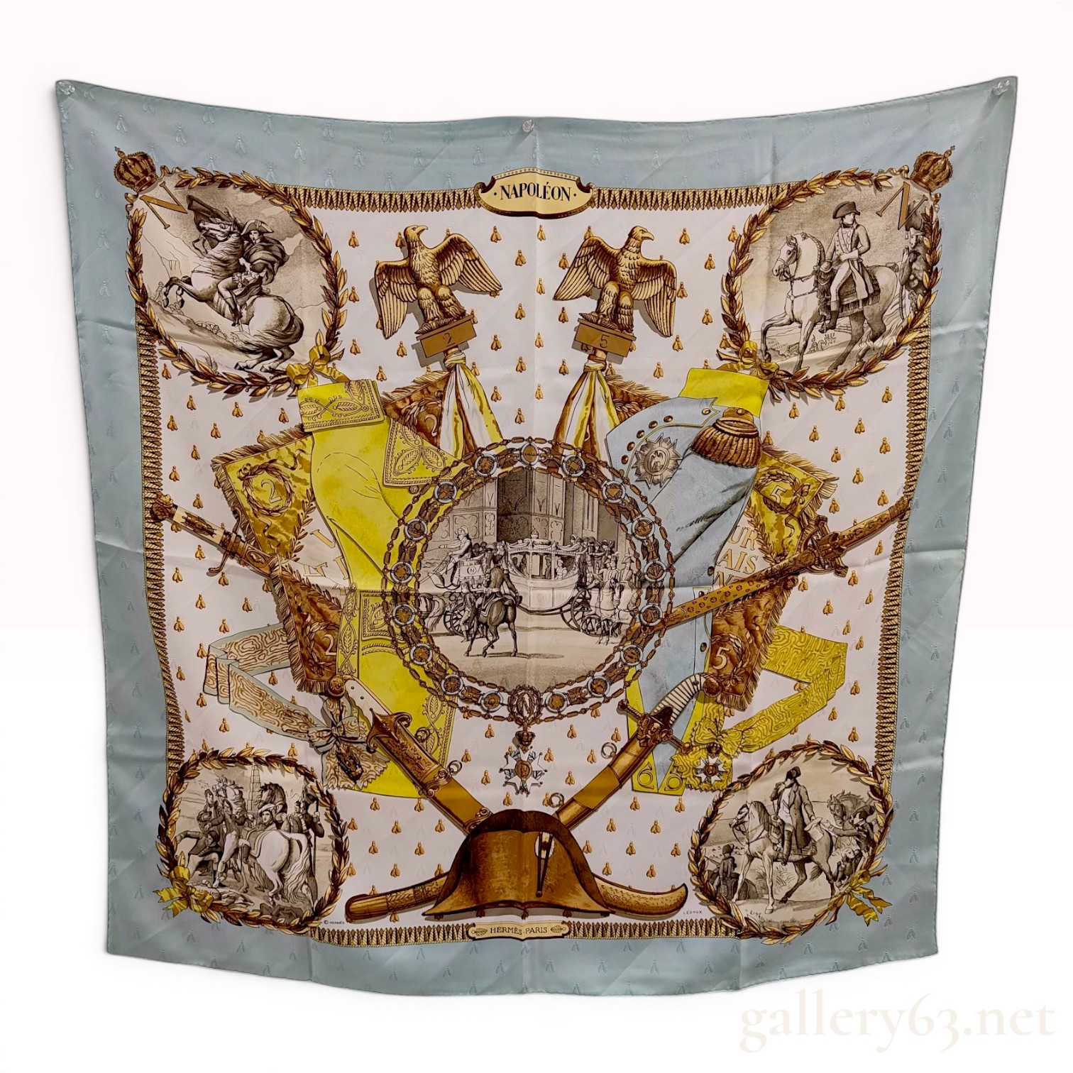 Hermes Napoleon Bee Jacquard Silk Scarf by Philippe Ledoux