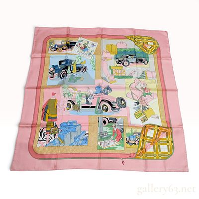 Hermes Silk Carre Scarf L'Elegance et le Confort en Automobile by Caty Latham. An authentic 