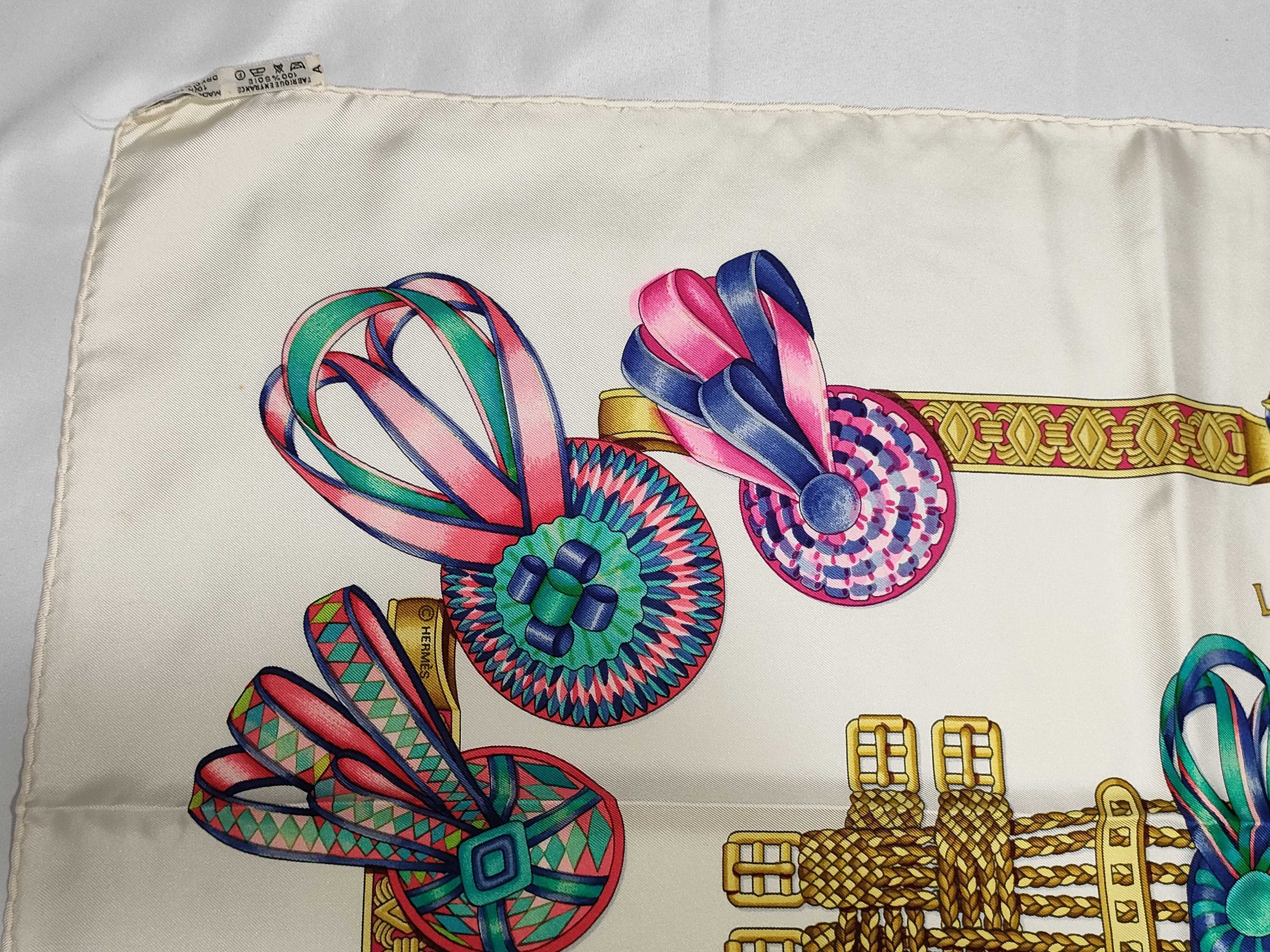 Hermes Les Rubans du Cheval Silk Carre 90 Scarf