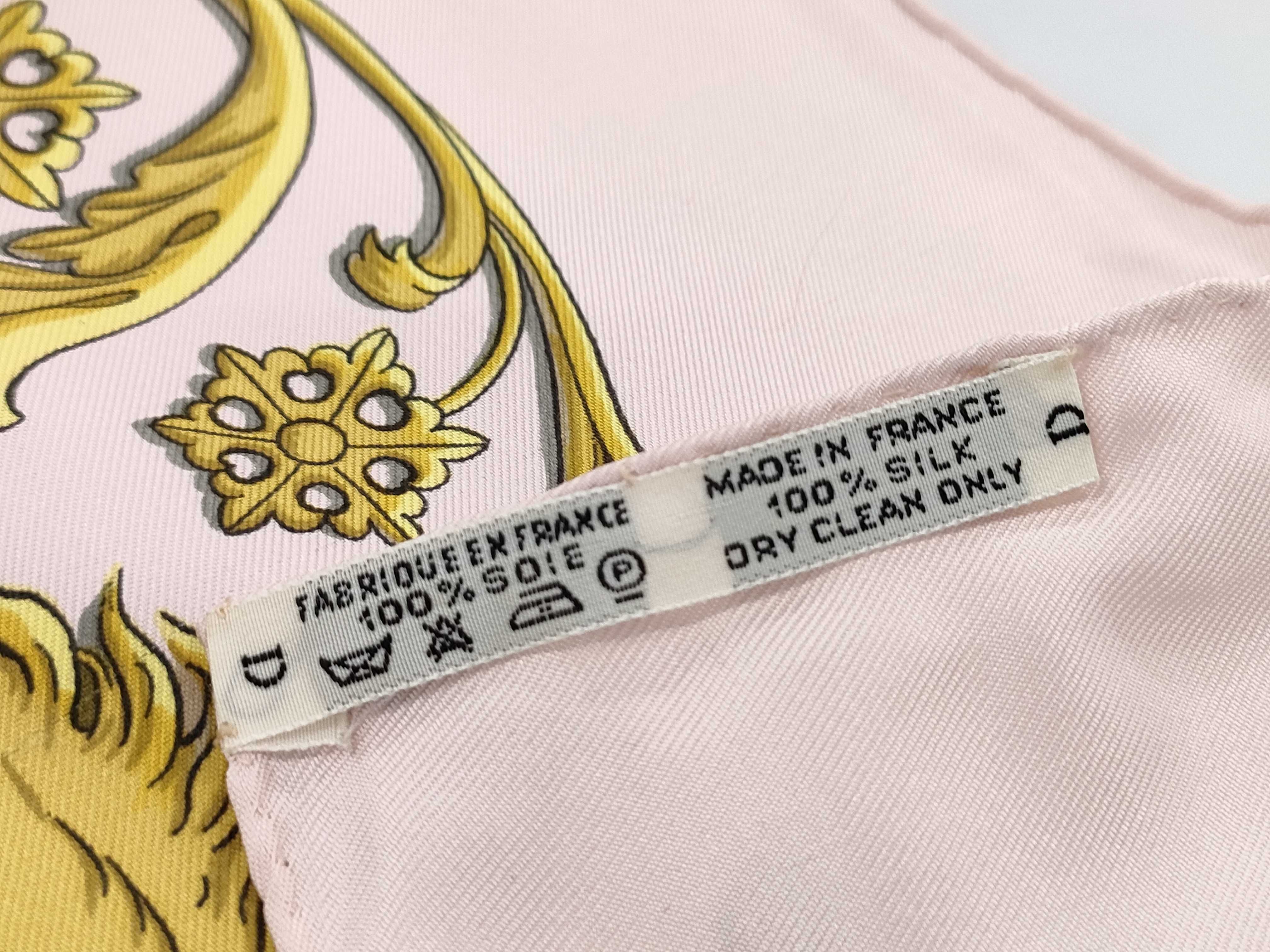 Hermes La Promenade de Longchamps Silk Scarf in Pink and White