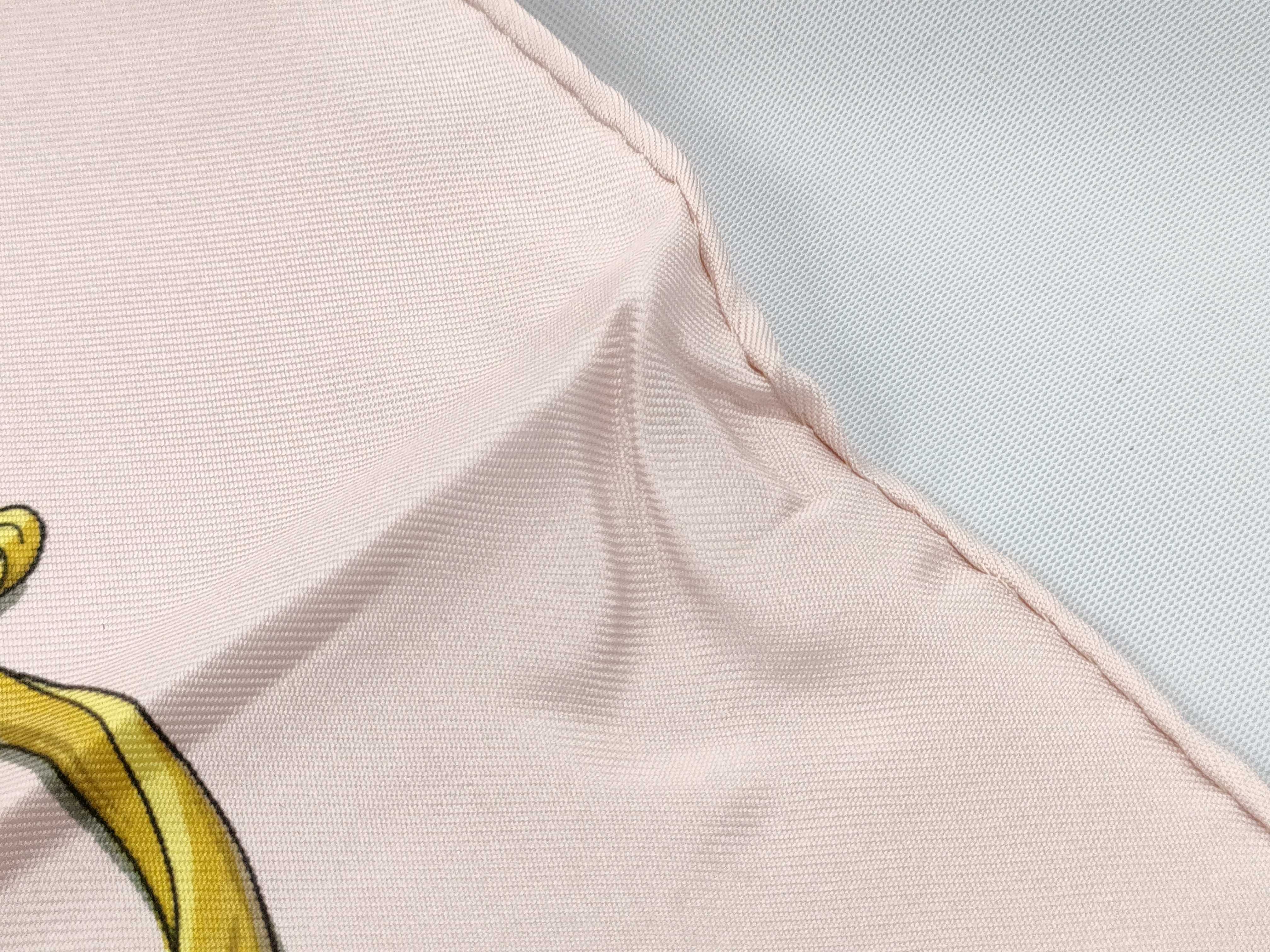 Hermes La Promenade de Longchamps Silk Scarf in Pink and White