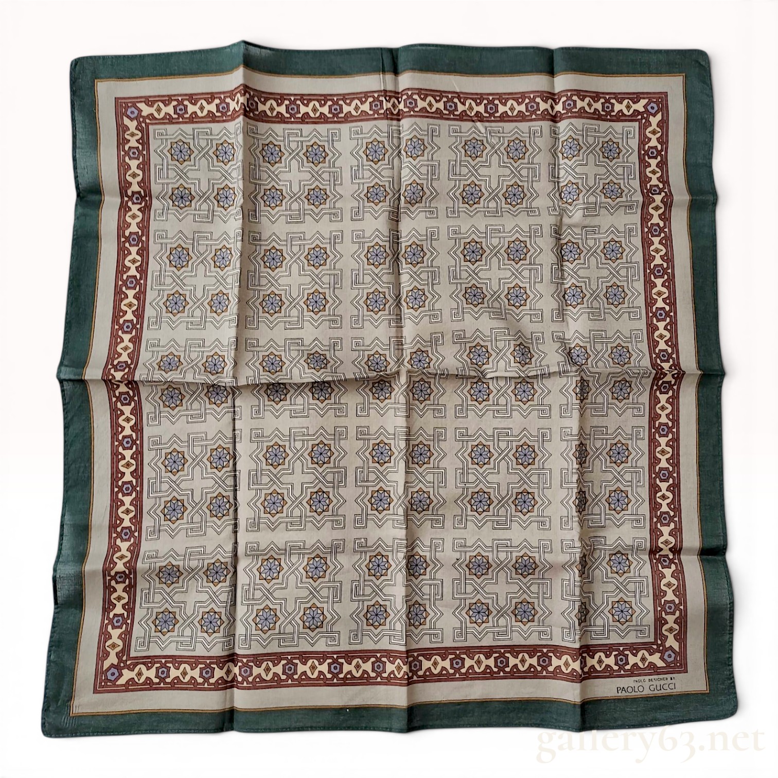 Paolo Gucci Geometric Pattern Cotton or Silk Blend Pocket Square