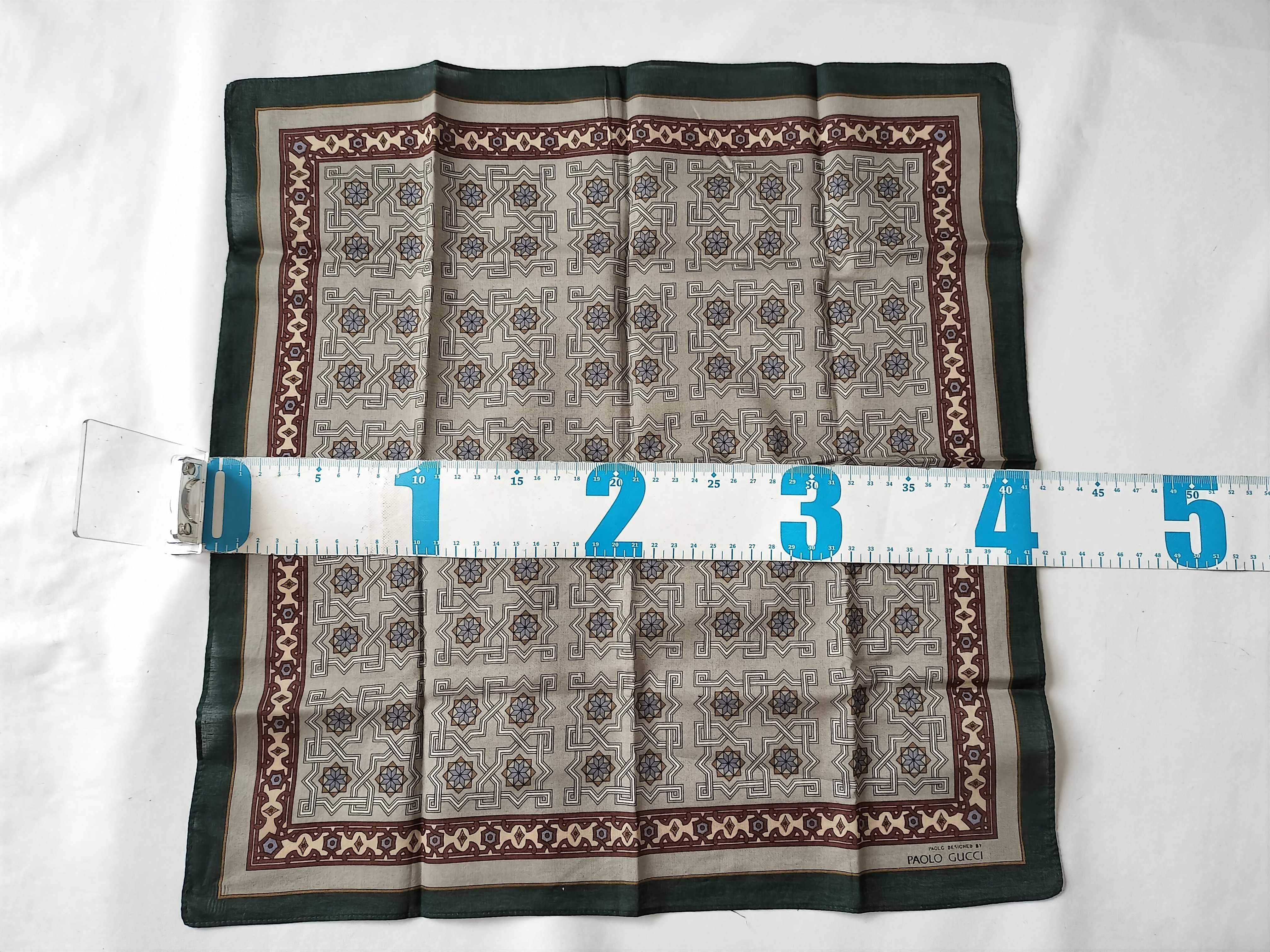 Paolo Gucci Geometric Pattern Cotton or Silk Blend Pocket Square