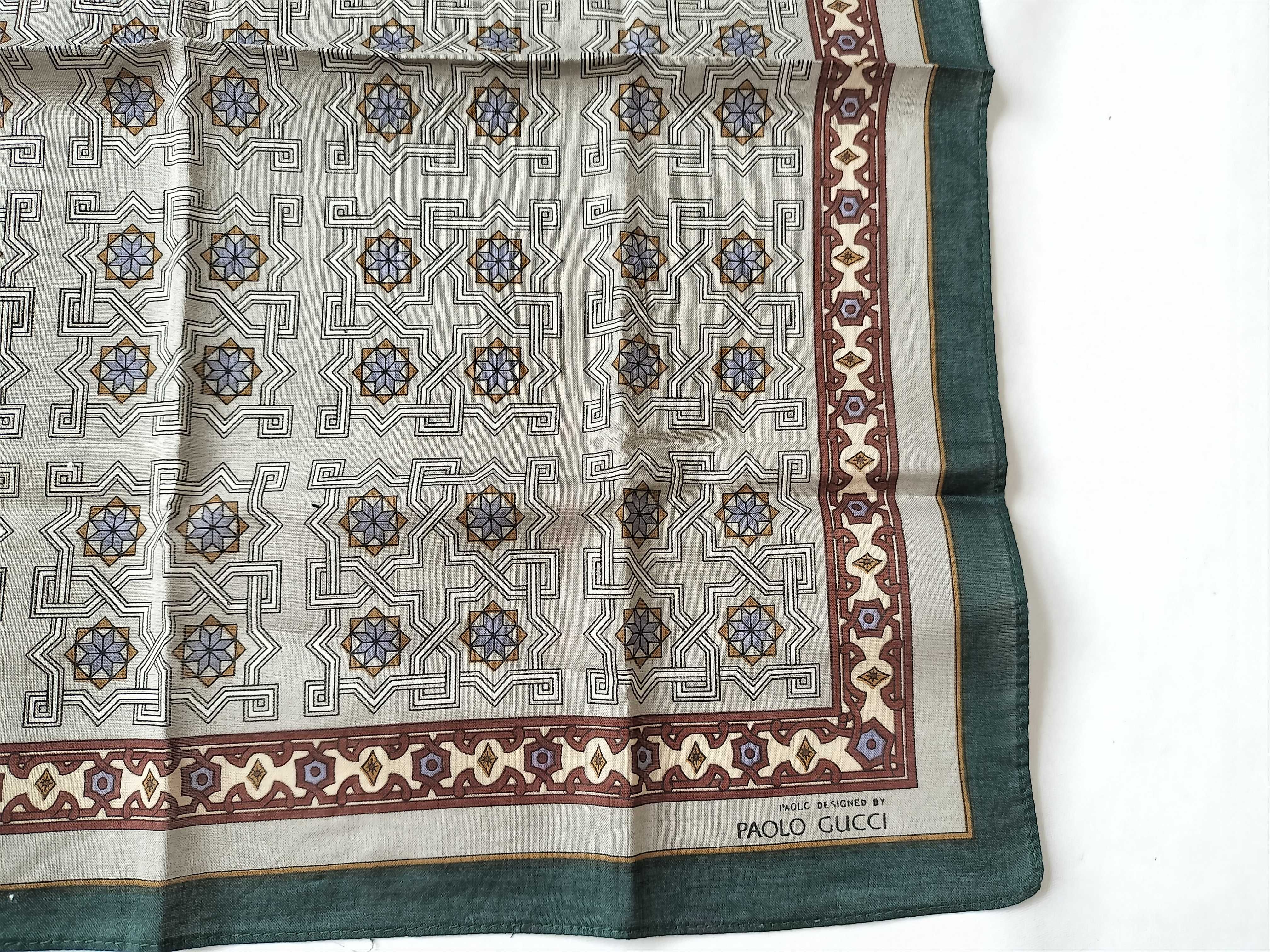 Paolo Gucci Geometric Pattern Cotton or Silk Blend Pocket Square
