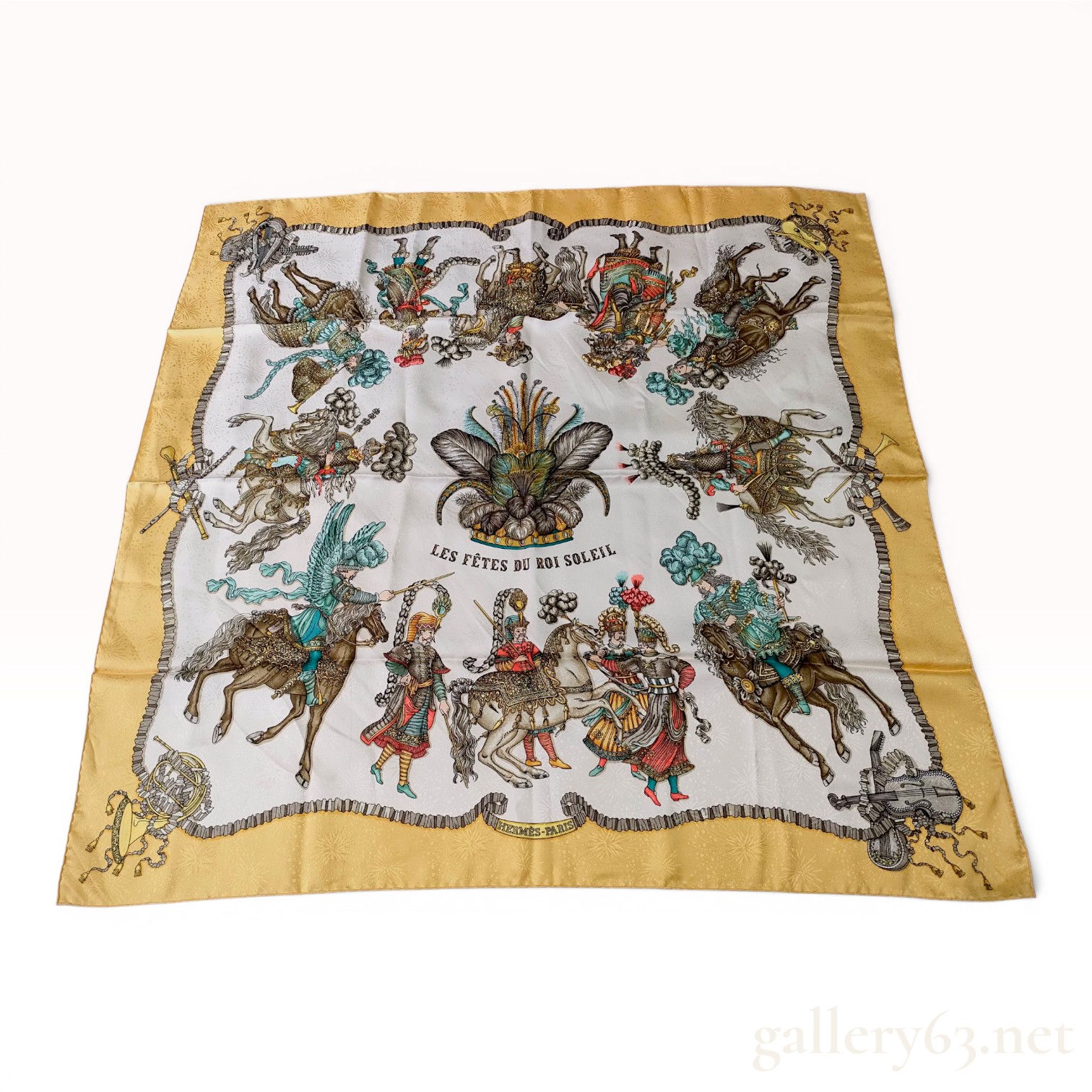 Hermes Les Fetes du Roi Soleil Jacquard Silk Scarf