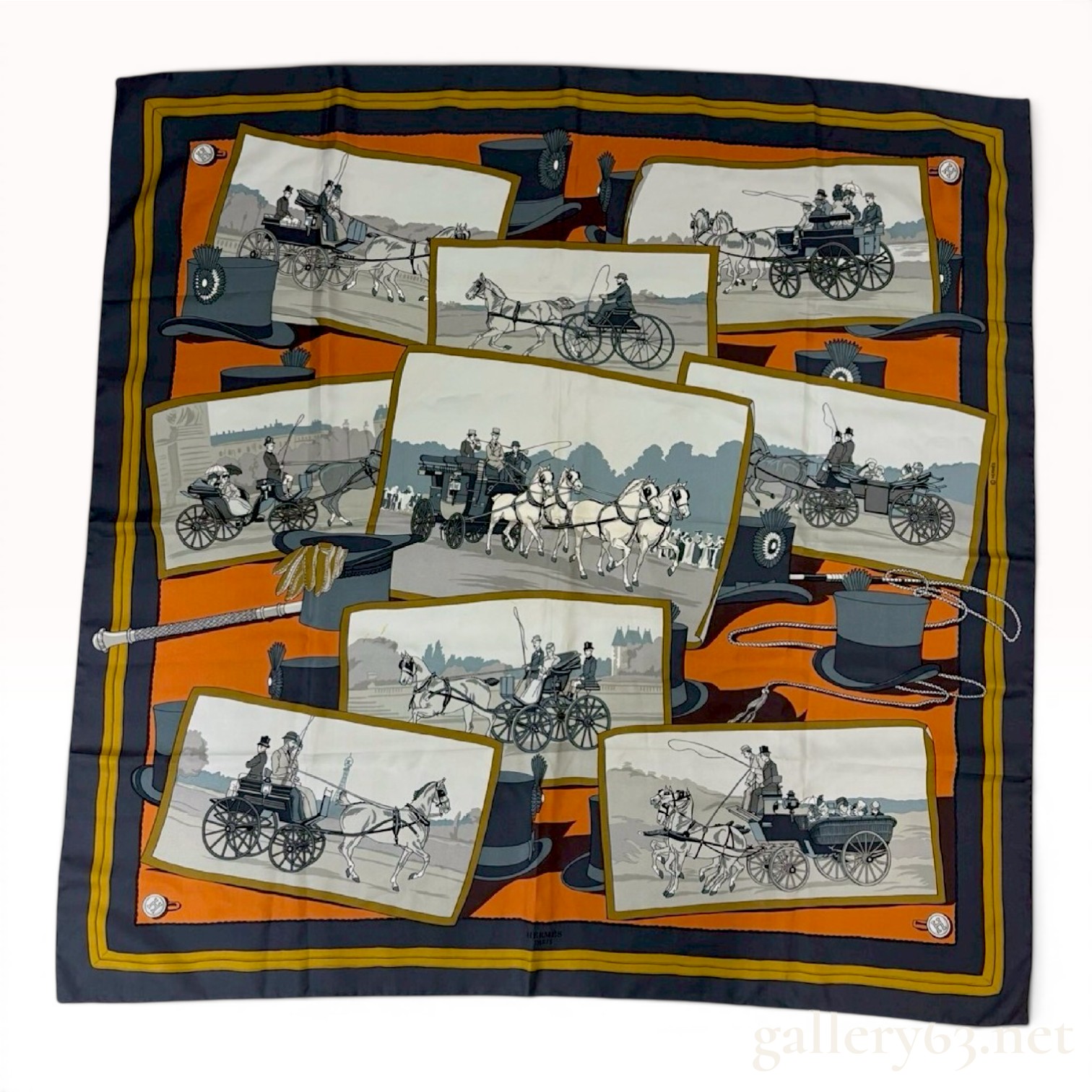 Hermes Mail-coach Silk Carre 90 Scarf
