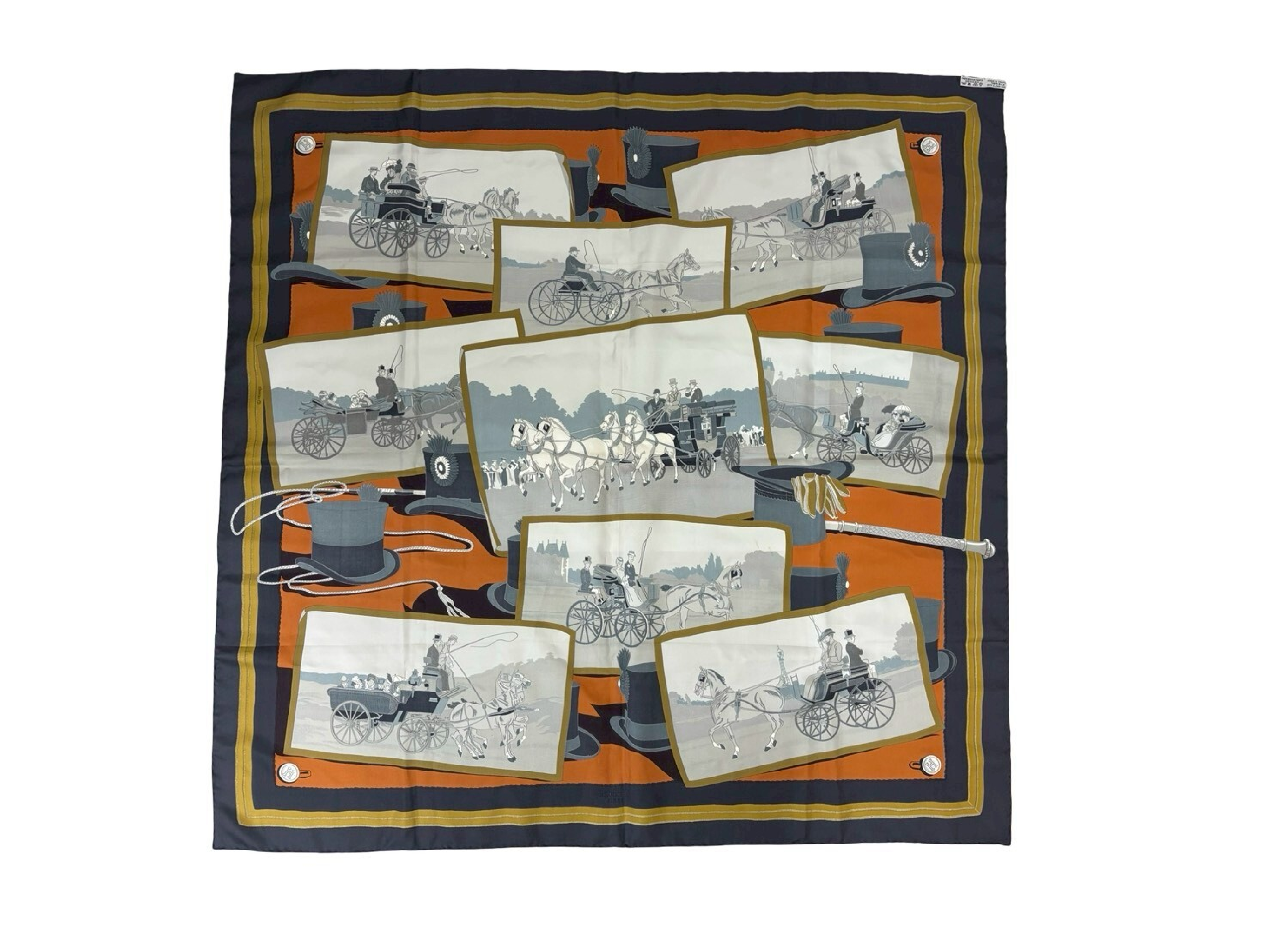 Hermes Mail-coach Silk Carre 90 Scarf