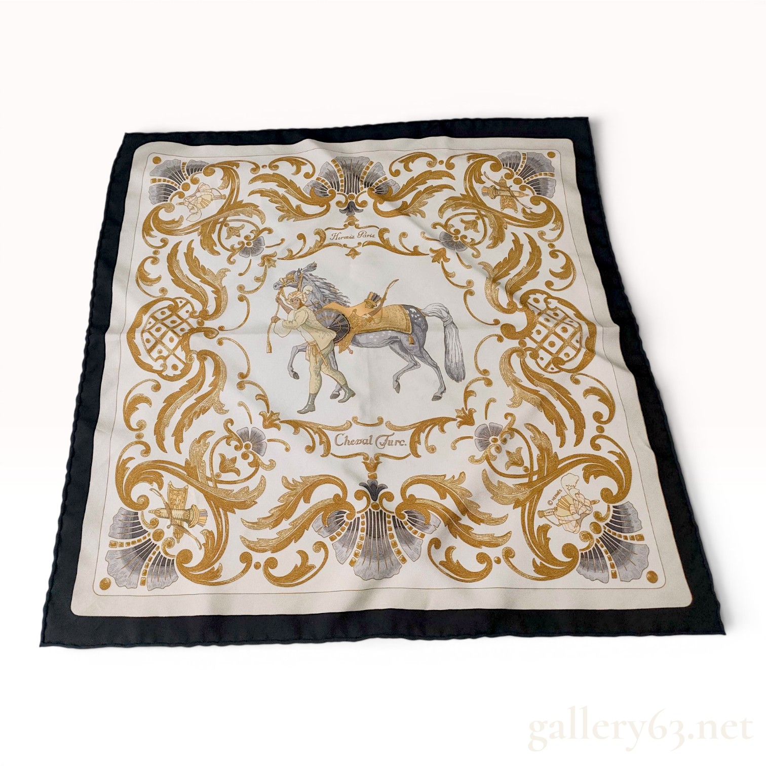 Hermes Cheval Turc Silk Gavroche Scarf with Original Box