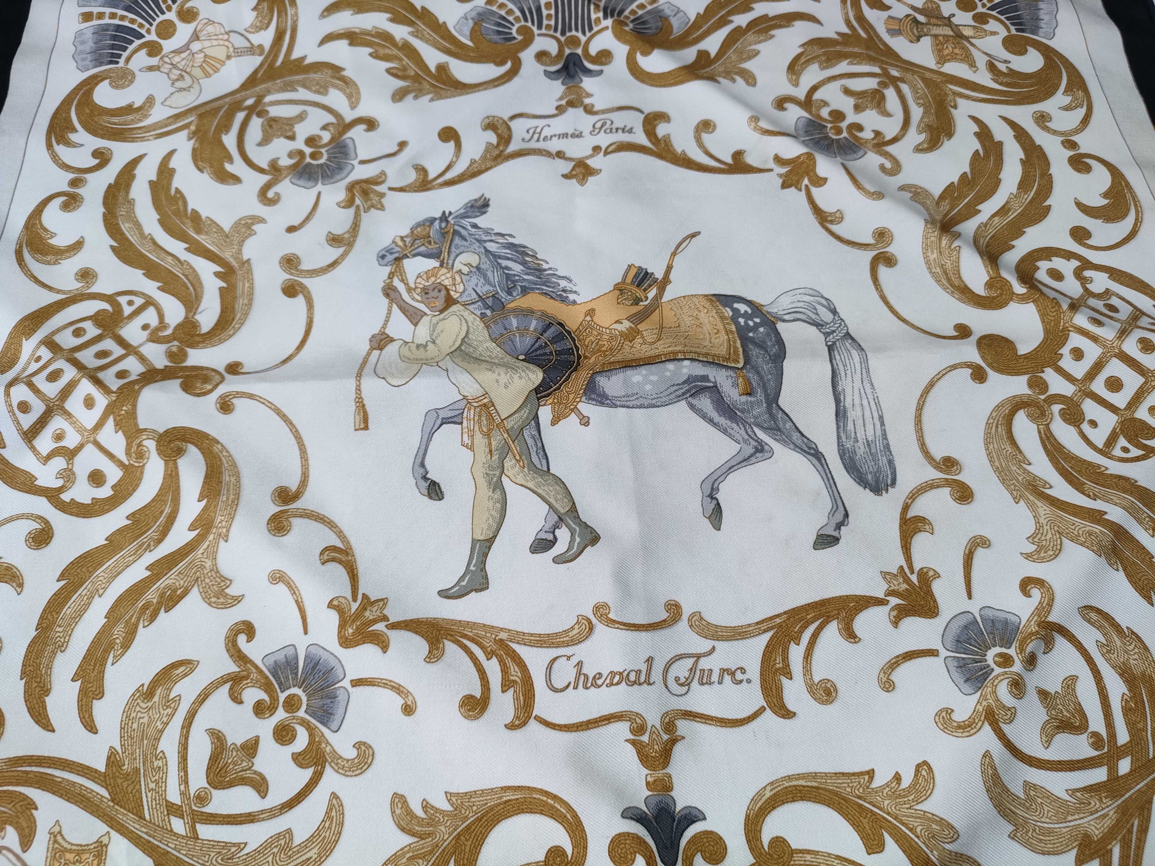 Hermes Cheval Turc Silk Gavroche Scarf with Original Box
