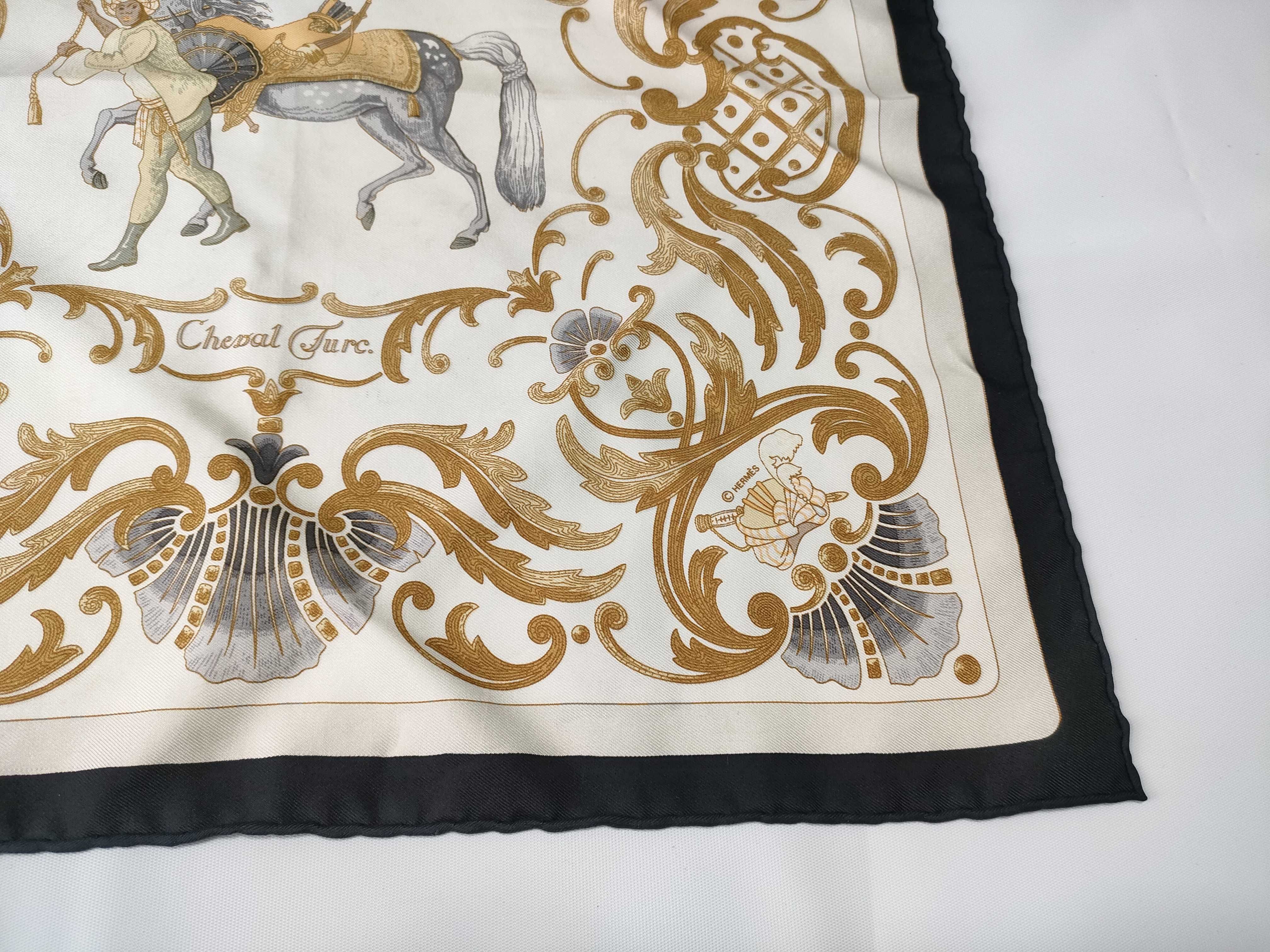 Hermes Cheval Turc Silk Gavroche Scarf with Original Box